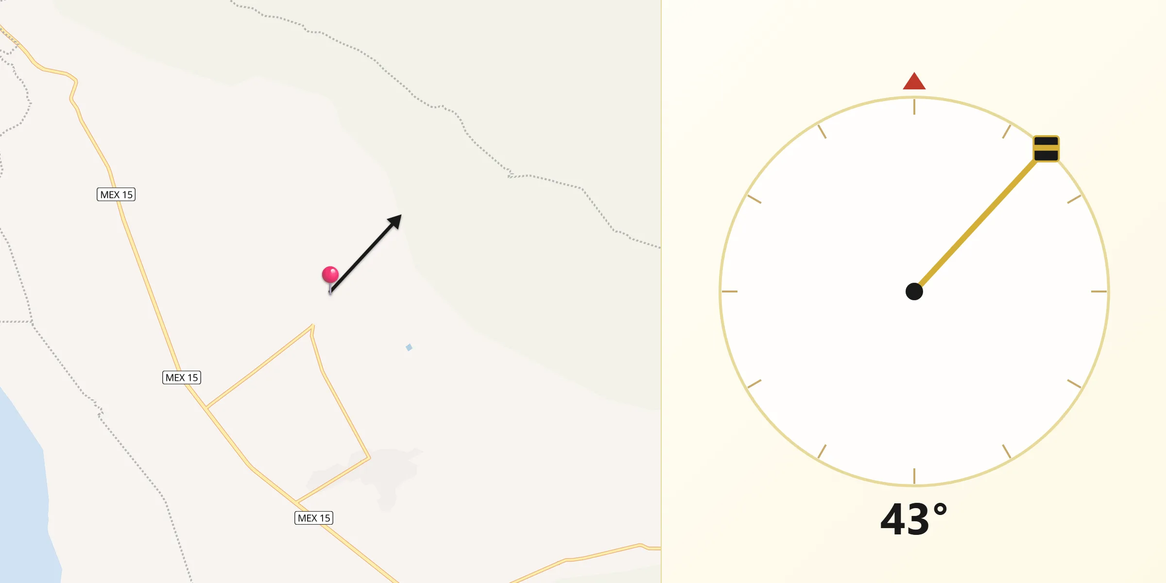 Dirección de la Qibla desde Huejotitán