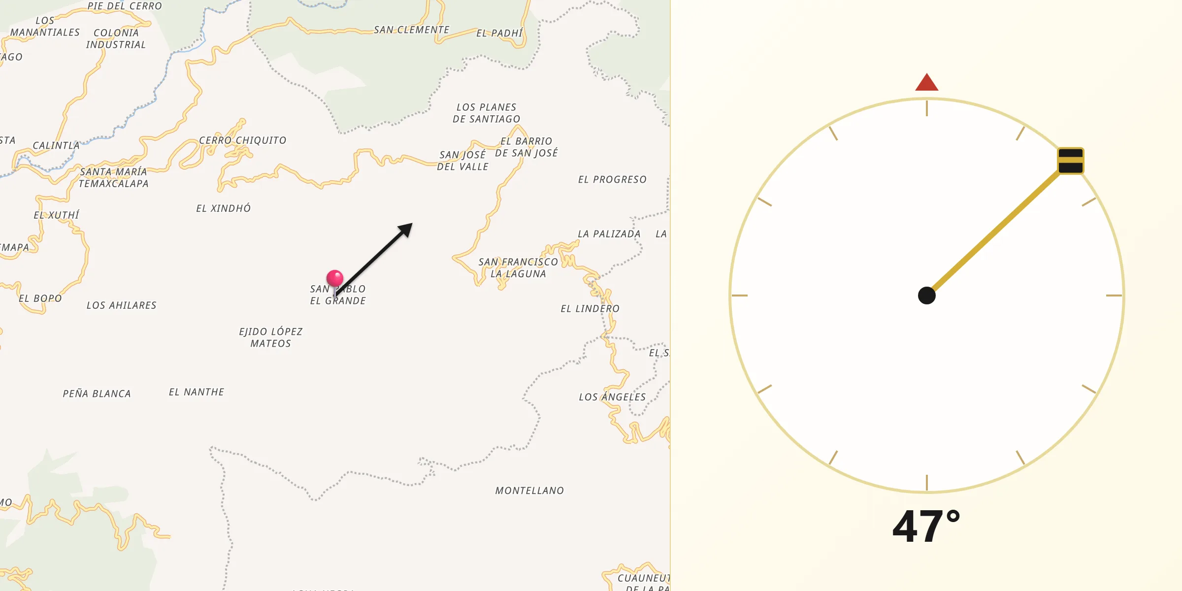 Dirección de la Qibla desde San Pablo el Grande