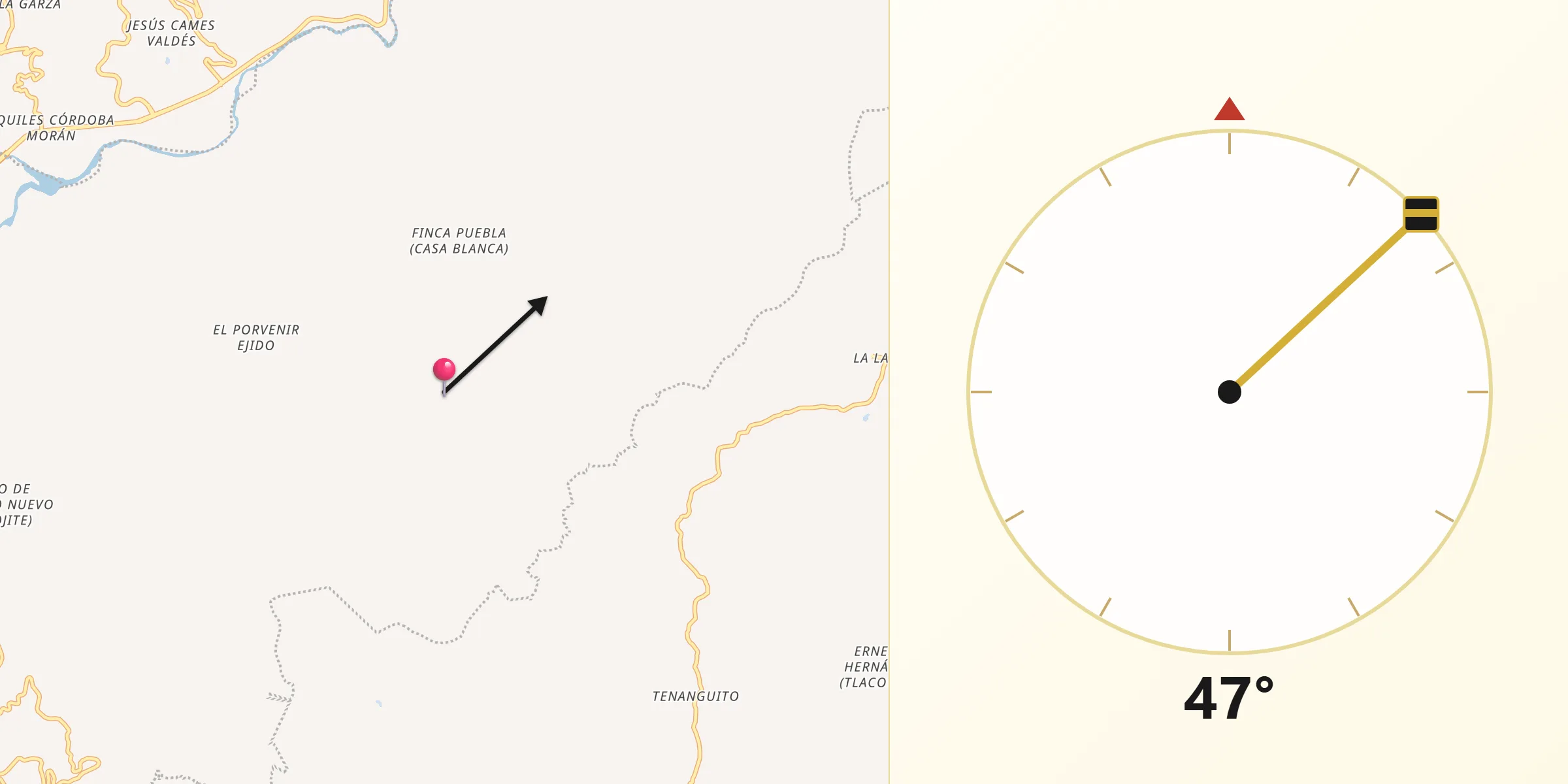Dirección de la Qibla desde Santa Rita
