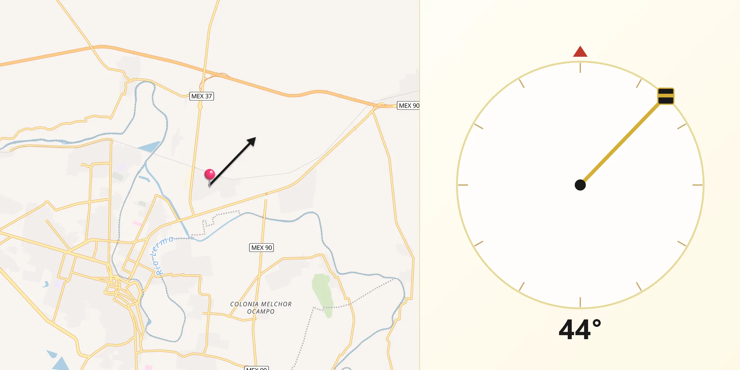 Dirección de la Qibla desde Estación la Piedad