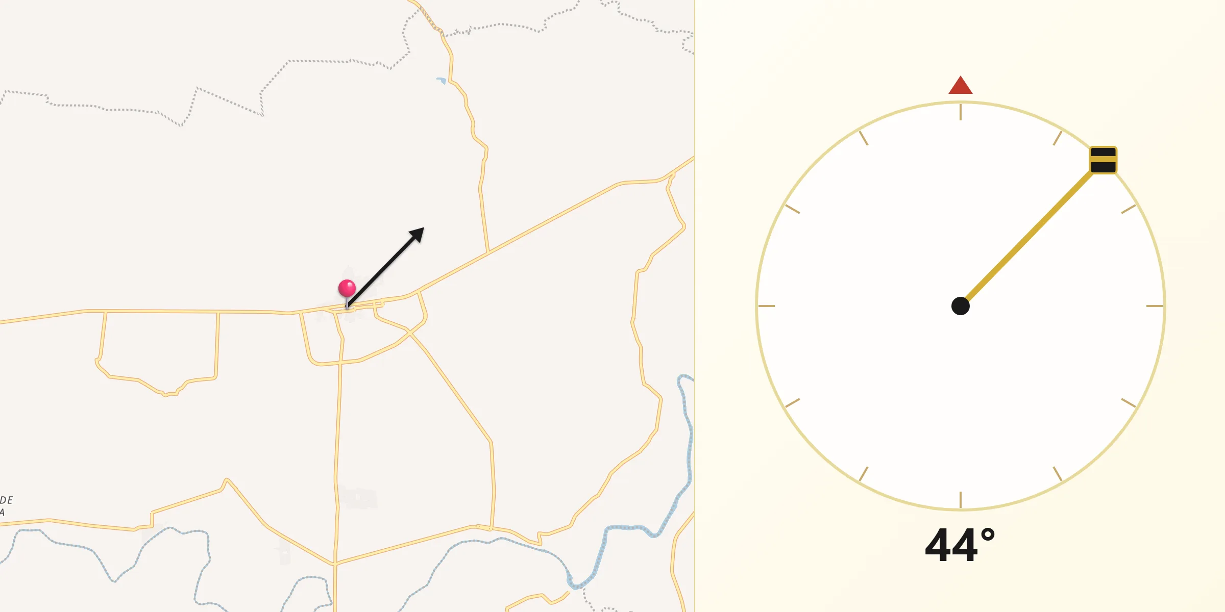 Dirección de la Qibla desde Huanímaro