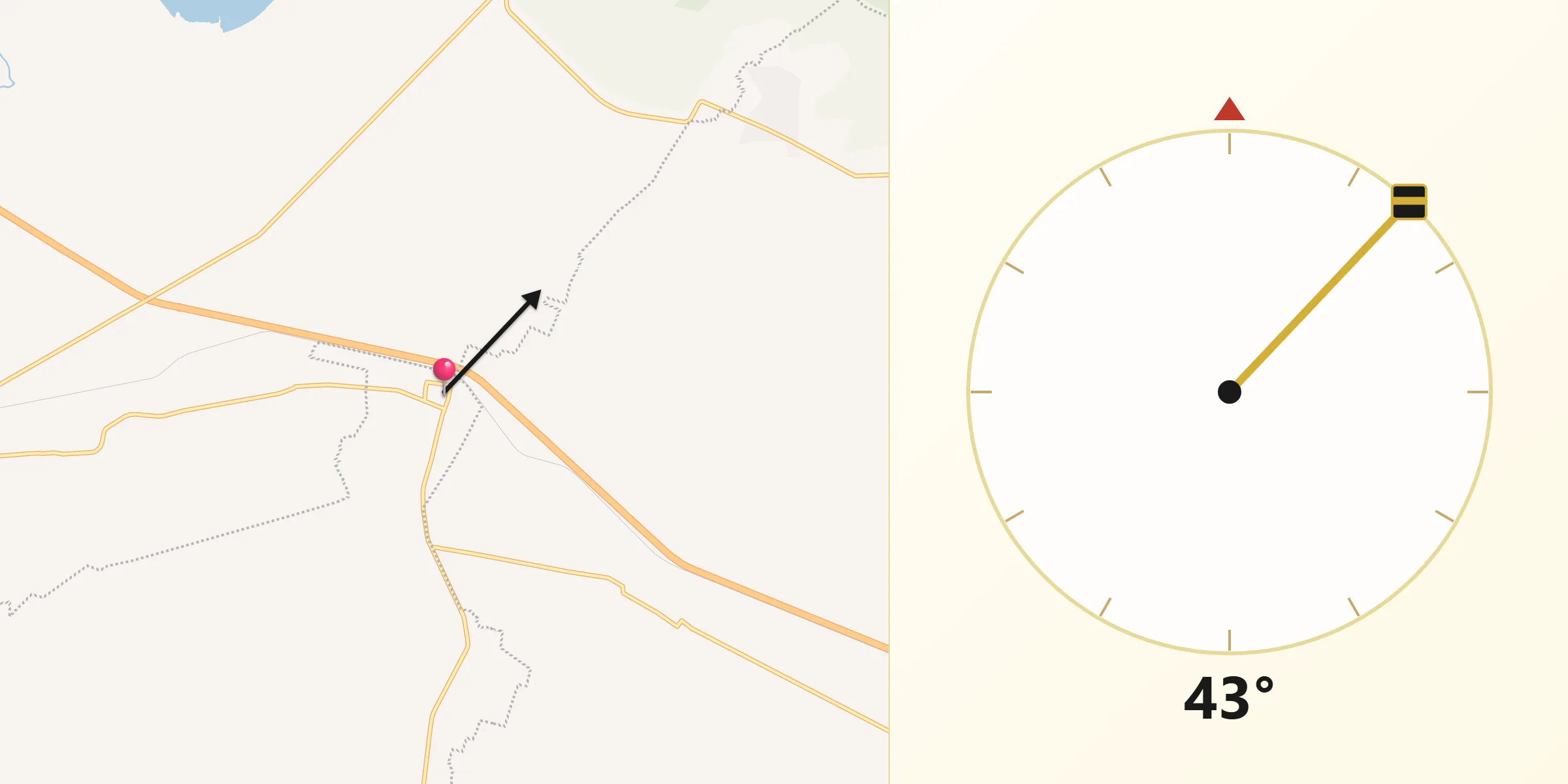 Dirección de la Qibla desde San Miguel de la Paz