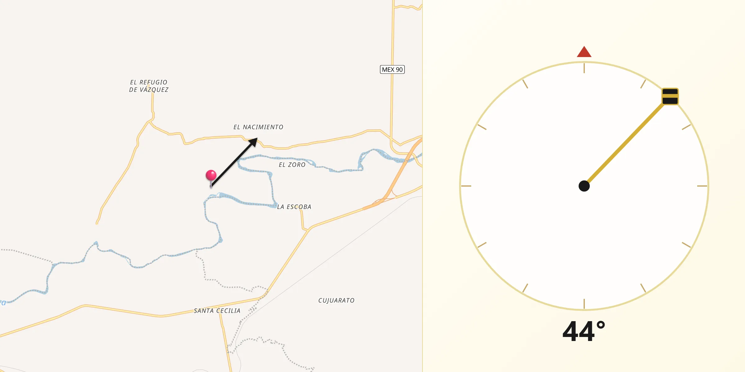 Dirección de la Qibla desde El Arca