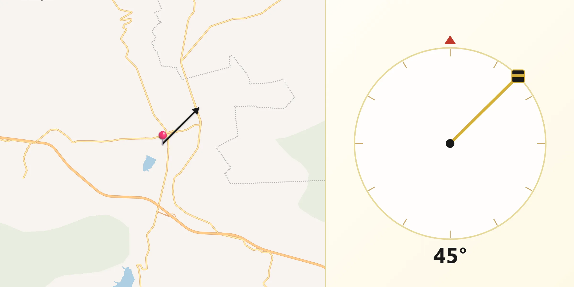 Dirección de la Qibla desde Huimilpan