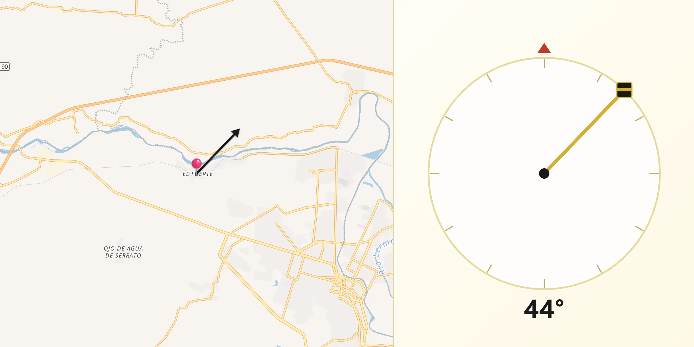 Dirección de la Qibla desde El Fuerte