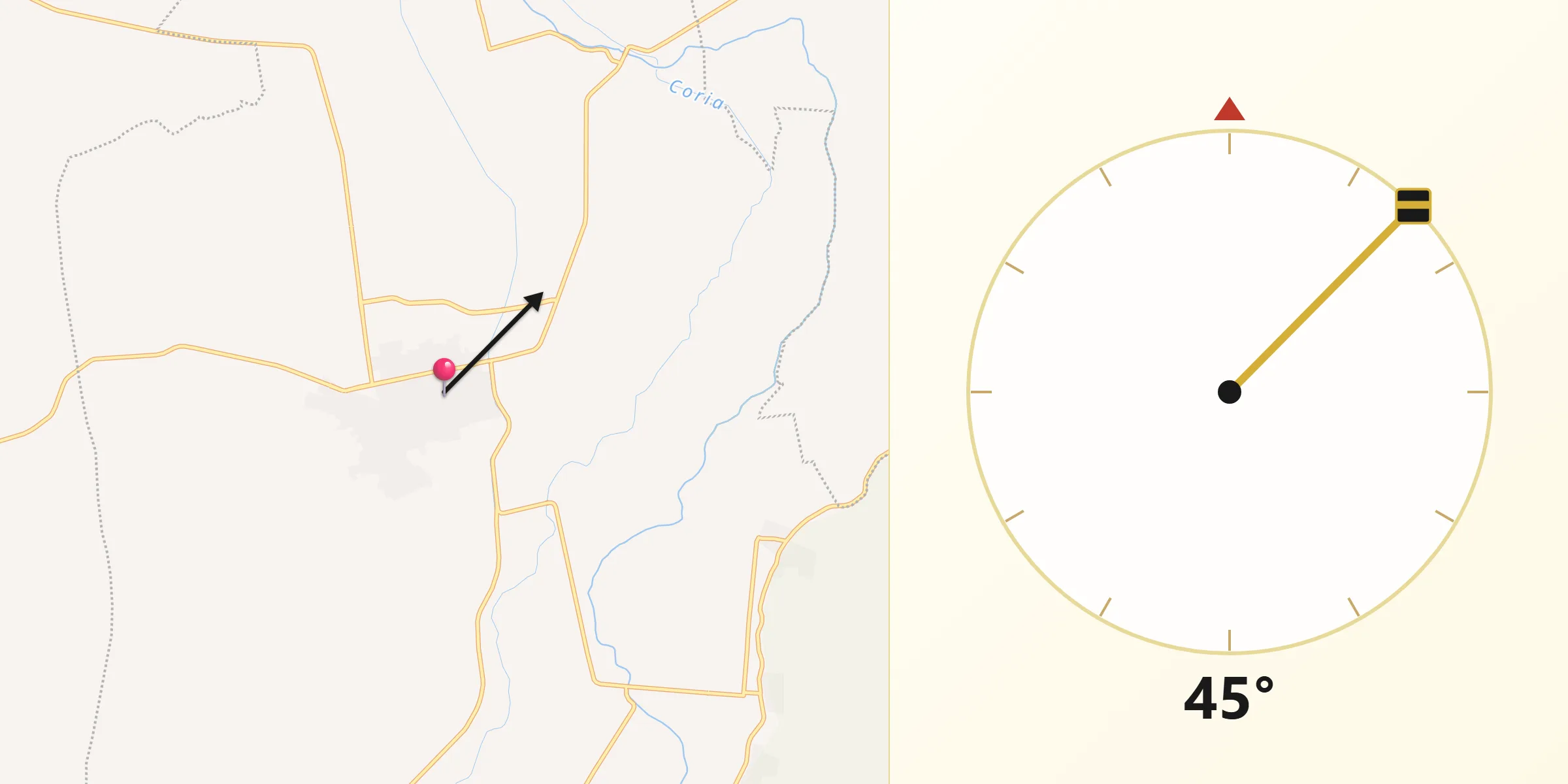 Dirección de la Qibla desde Jaral del Progreso