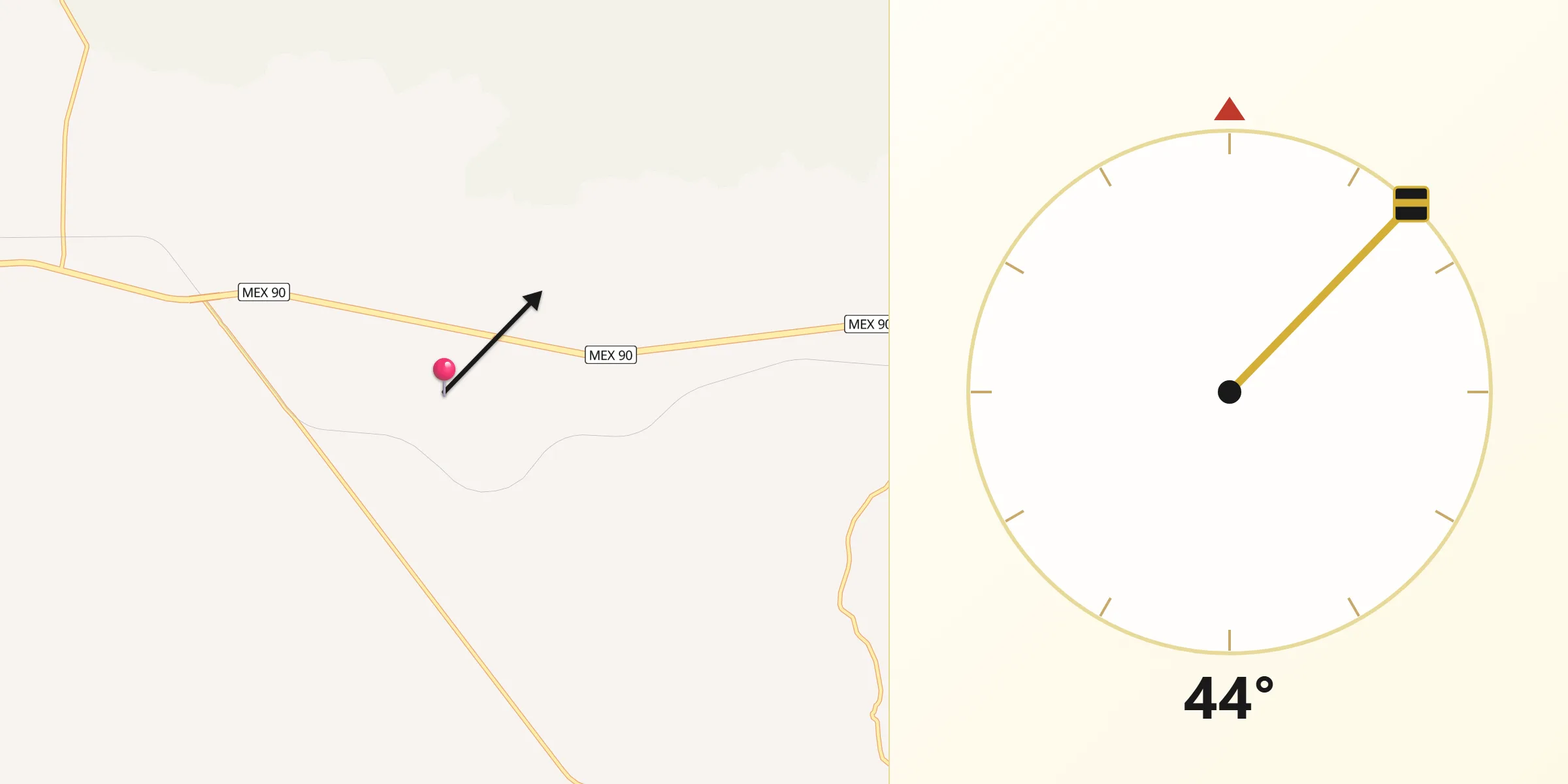 Dirección de la Qibla desde Buenavista de Cortés