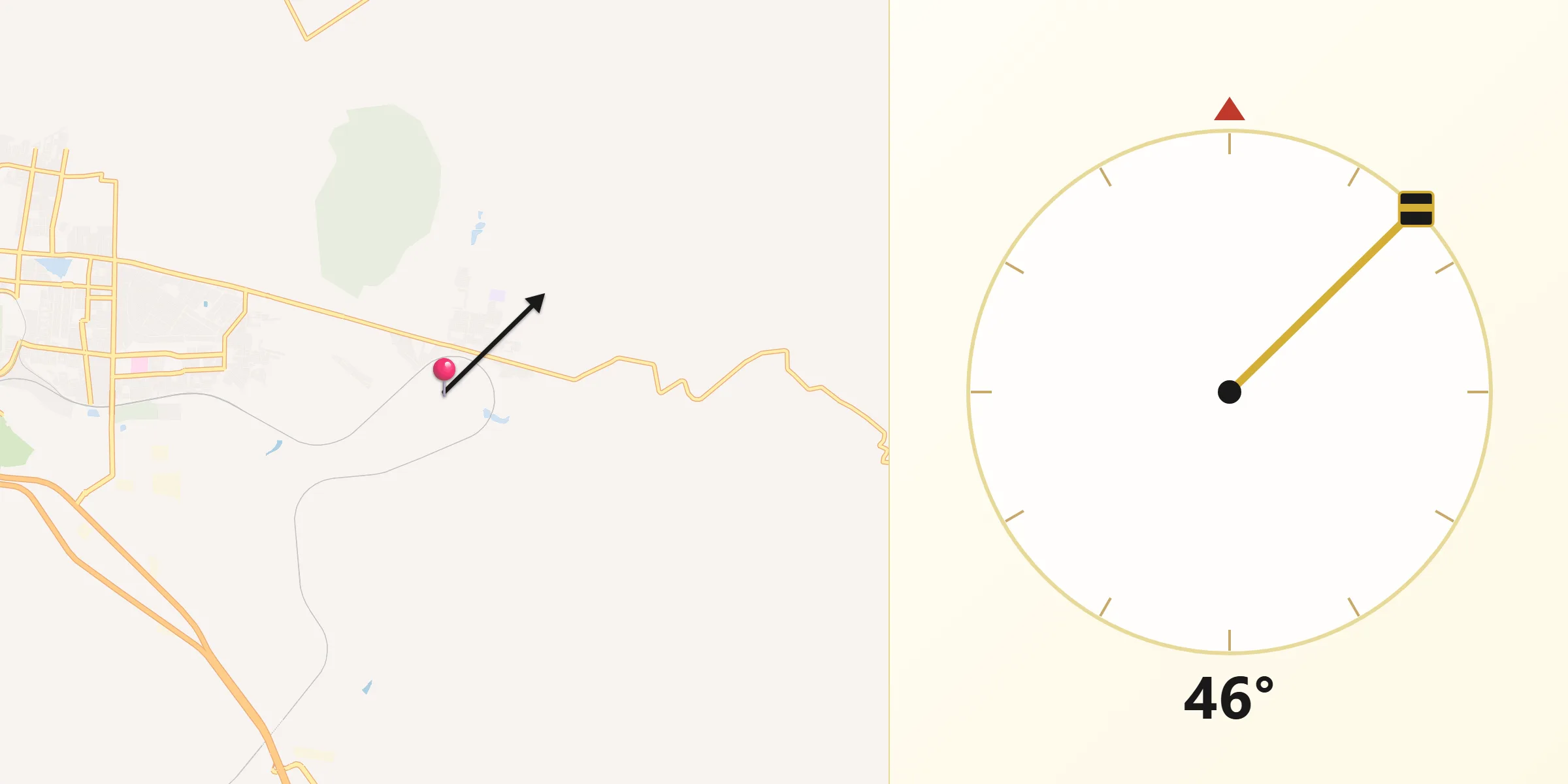 Dirección de la Qibla desde Cerro Gordo