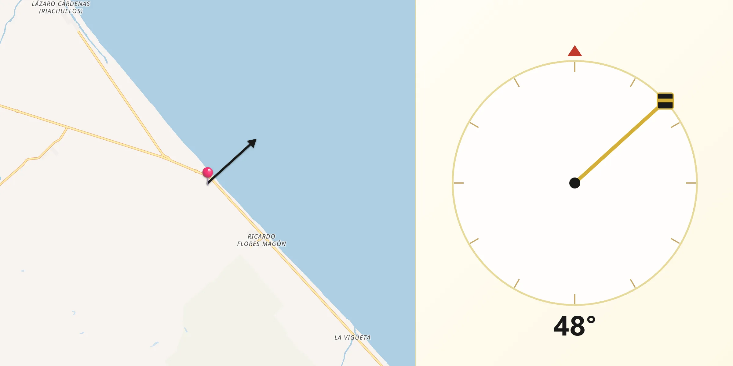 Dirección de la Qibla desde La Guadalupe