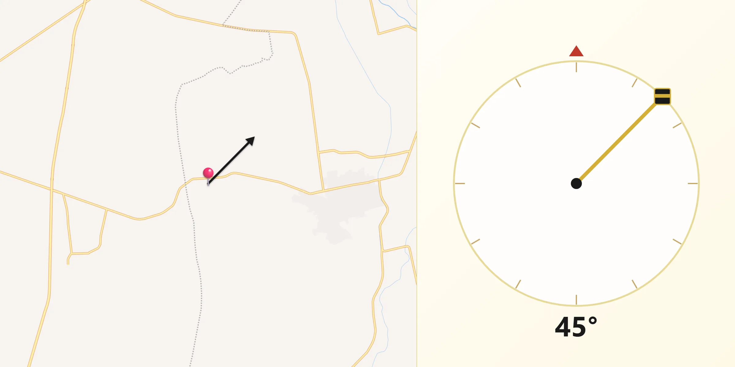 Dirección de la Qibla desde Hacienda de la Bolsa