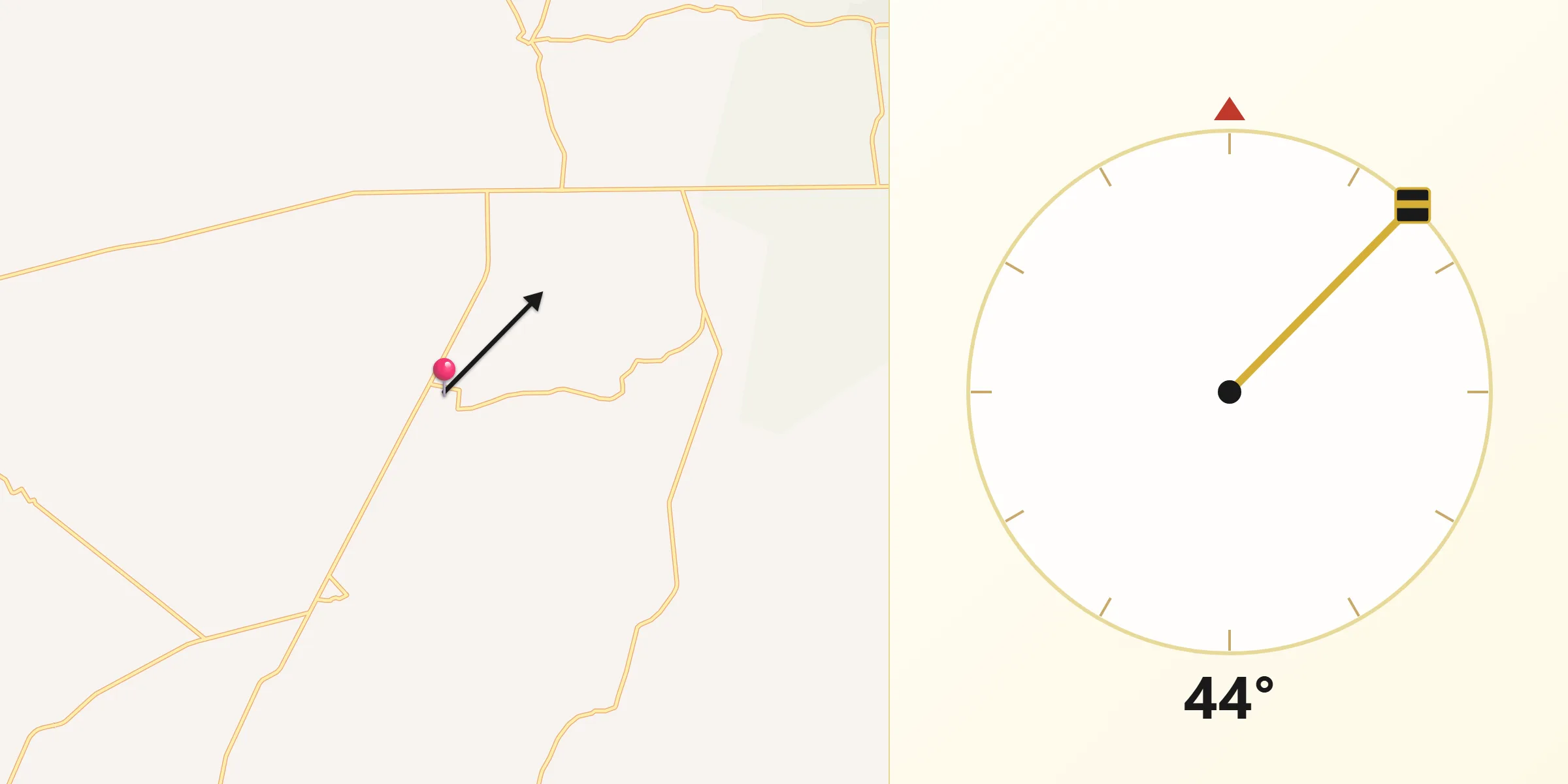 Dirección de la Qibla desde Loma Tendida