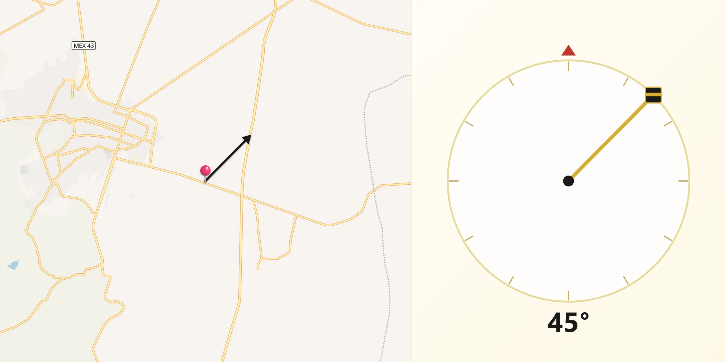 Dirección de la Qibla desde La Compañía