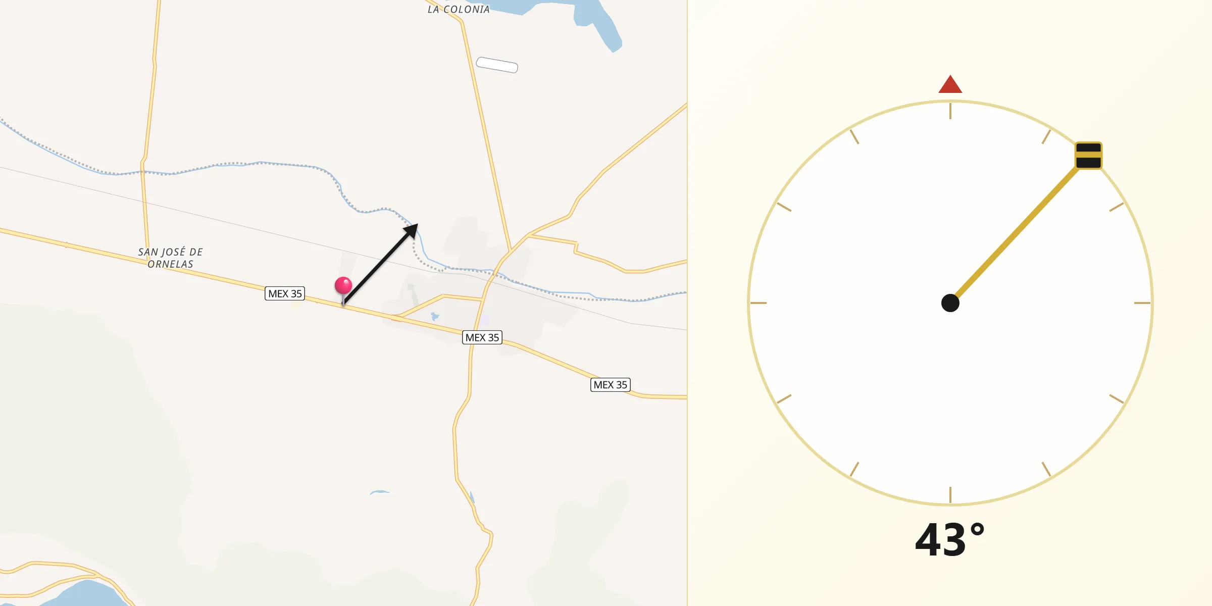 Dirección de la Qibla desde El Romereño