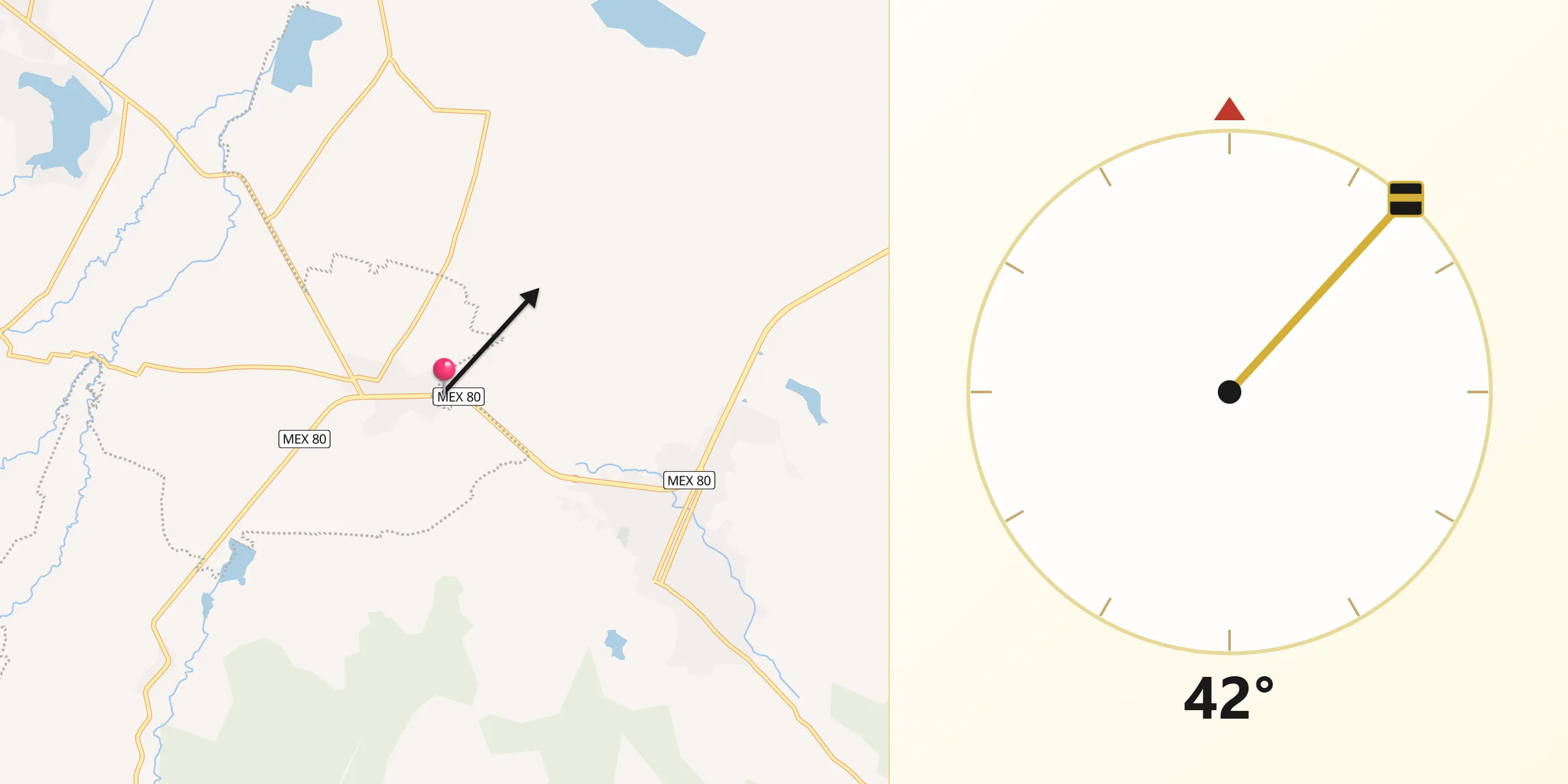 Dirección de la Qibla desde El Conde