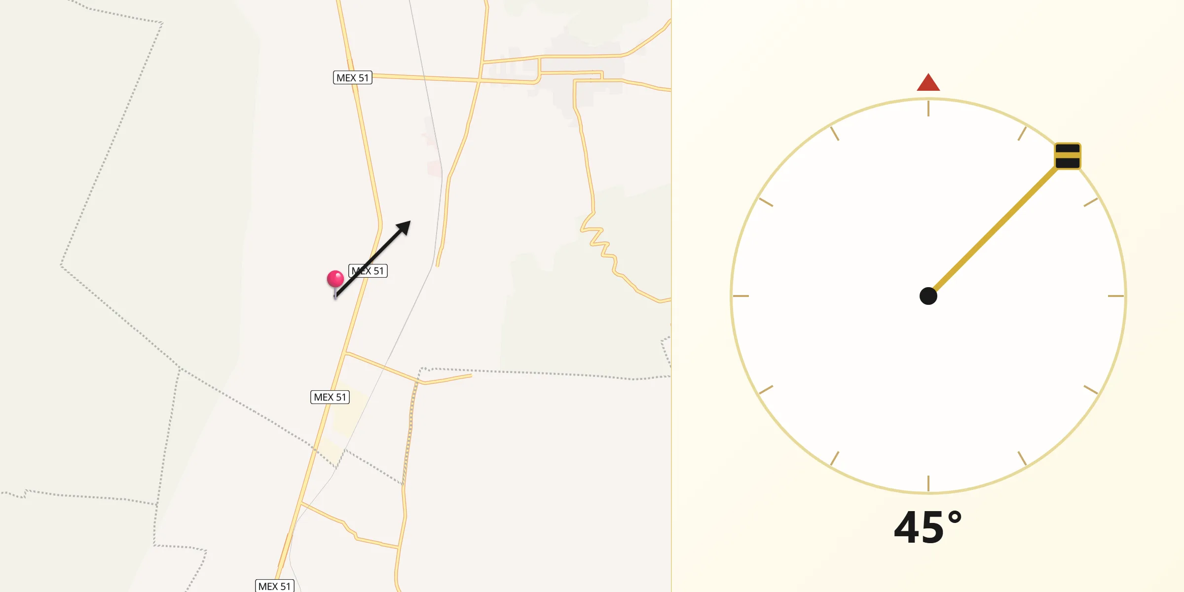 Dirección de la Qibla desde Ojo Seco
