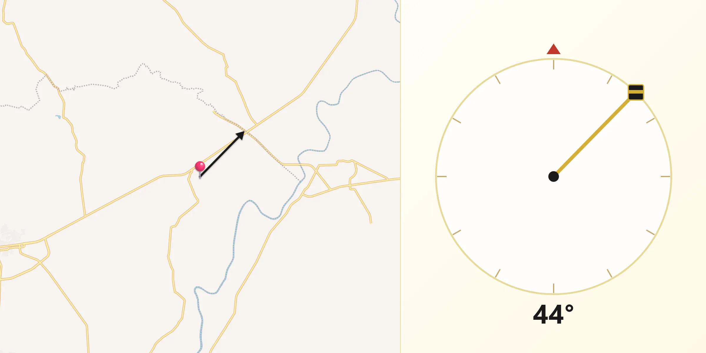 Dirección de la Qibla desde San José de Ayala