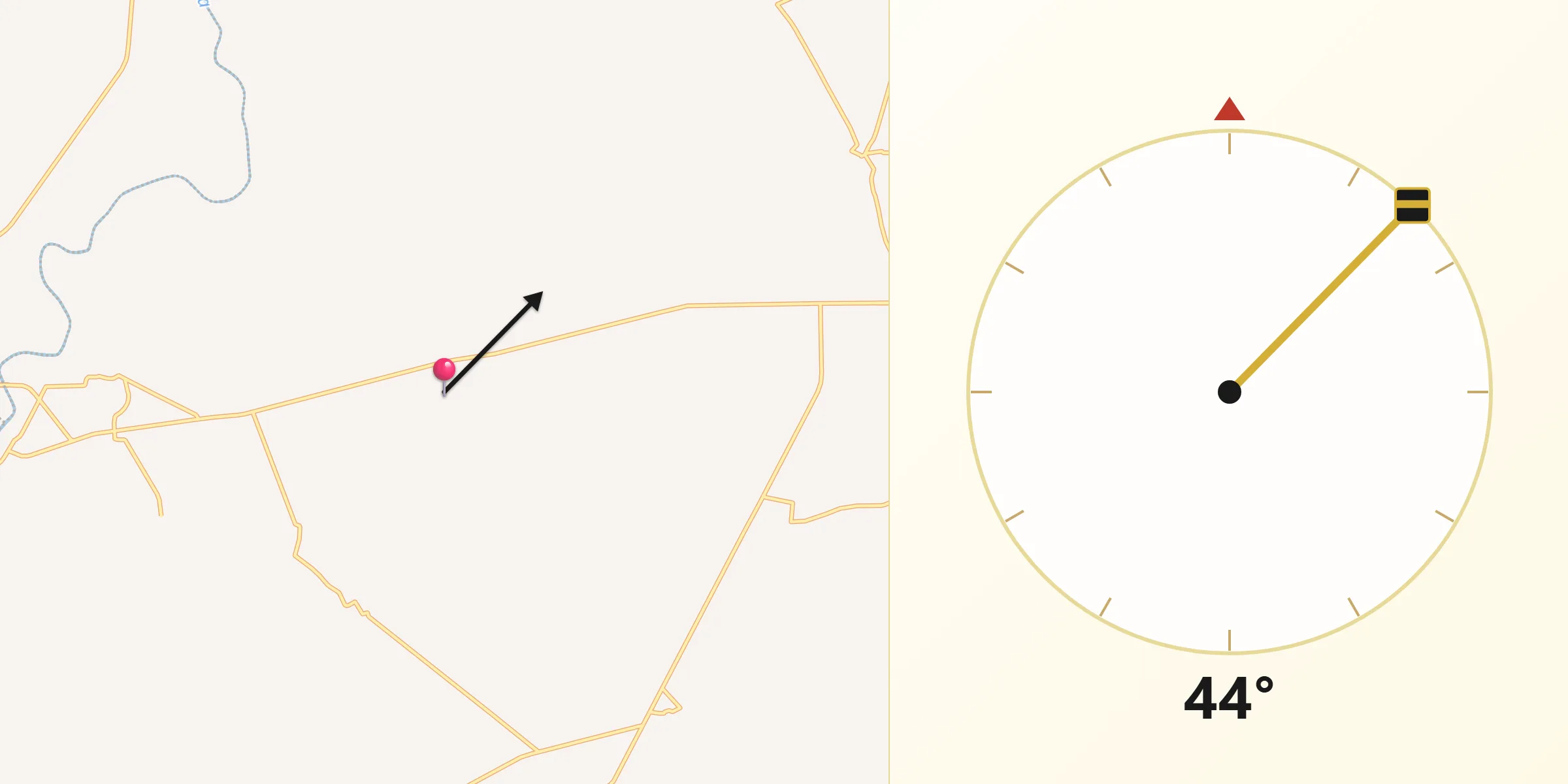 Dirección de la Qibla desde Charco de Pantoja