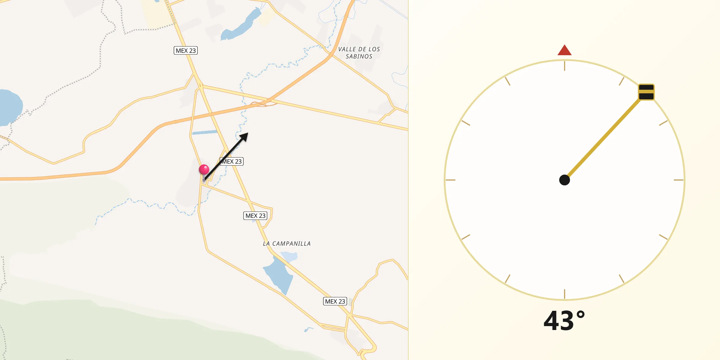 Dirección de la Qibla desde Los Cedros