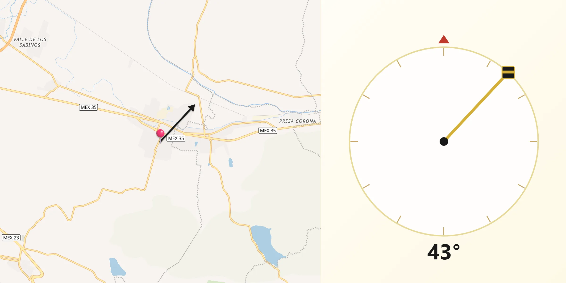Dirección de la Qibla desde Atequiza