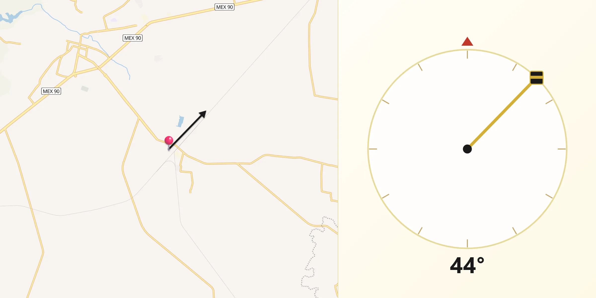 Dirección de la Qibla desde Estación Pénjamo
