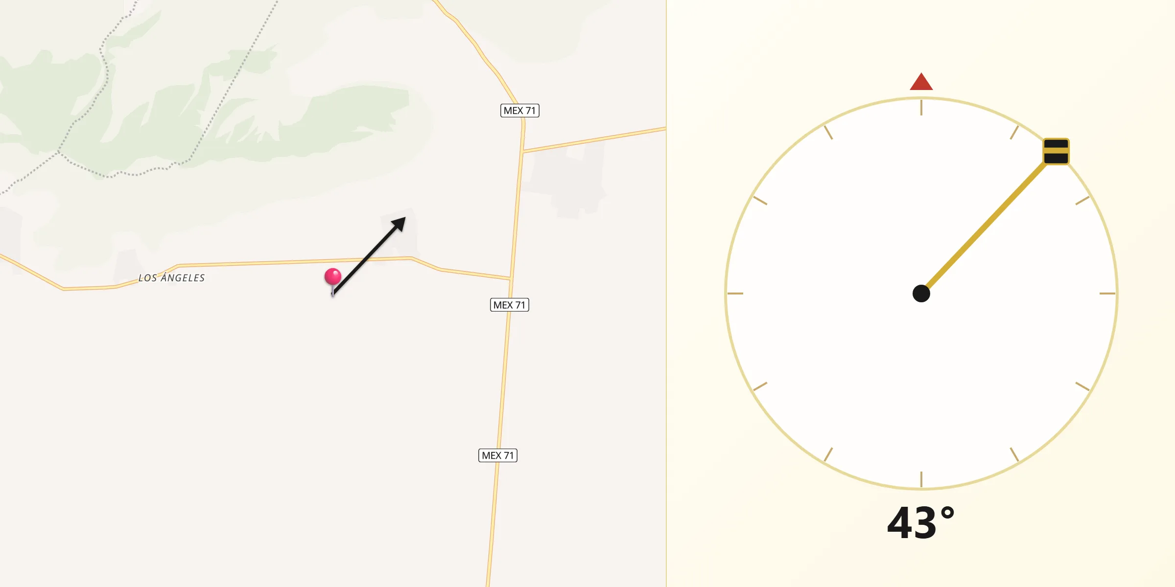 Dirección de la Qibla desde El Lopeño