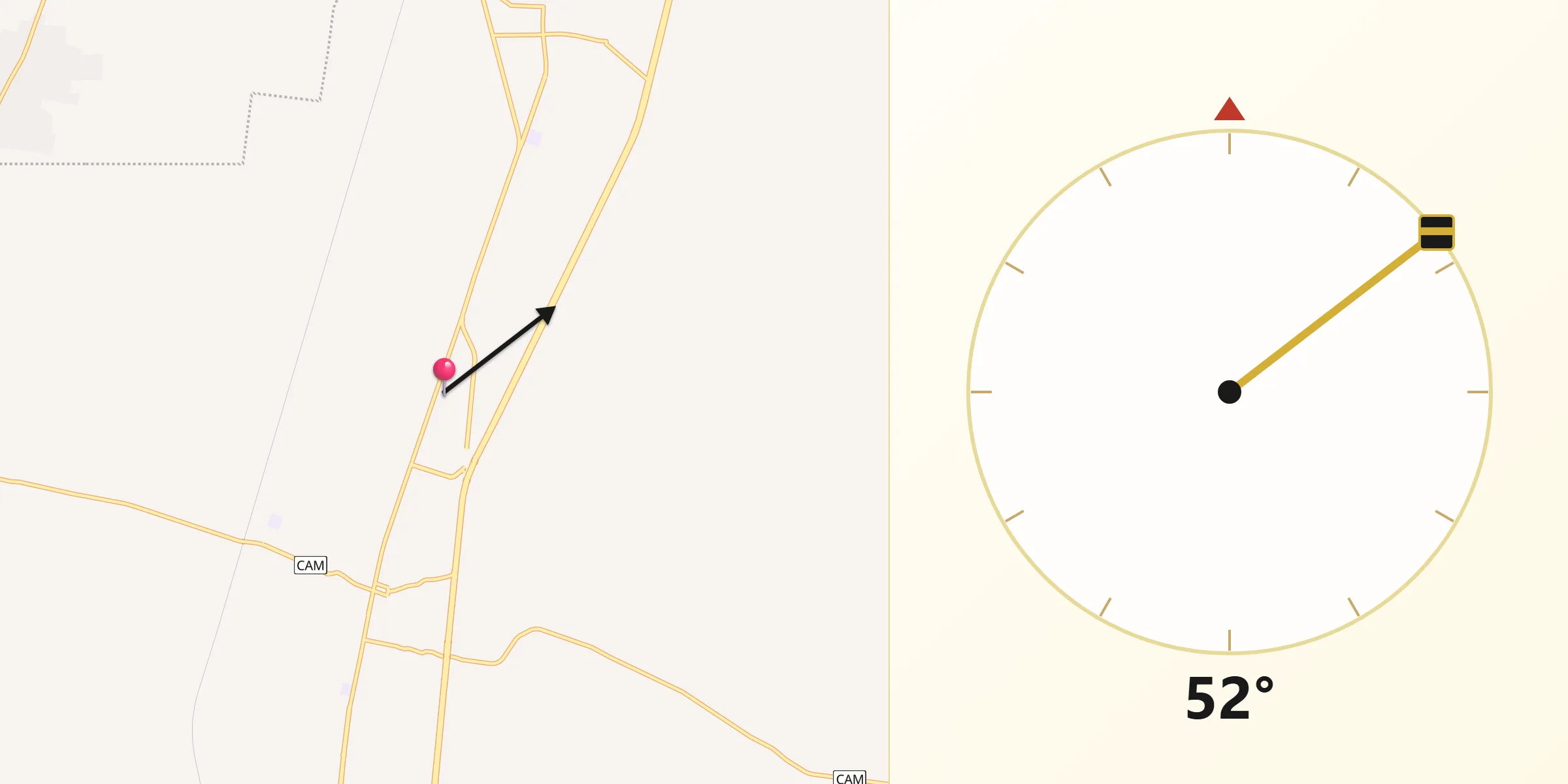 Dirección de la Qibla desde Tepakán