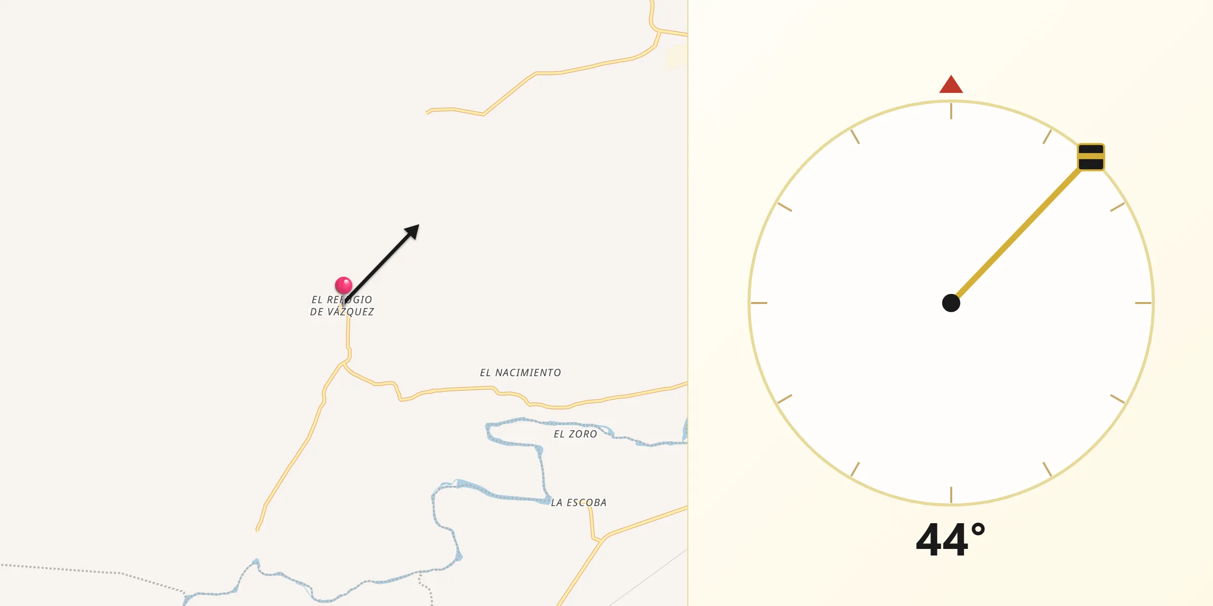 Dirección de la Qibla desde El Refugio de Vázquez