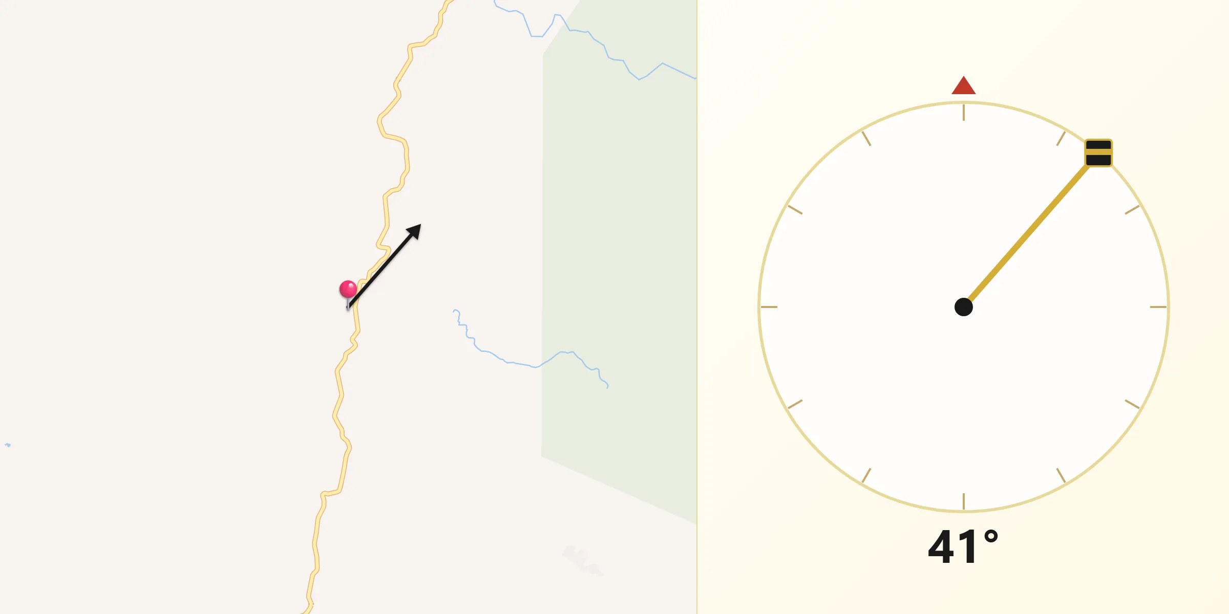 Dirección de la Qibla desde El Columpio