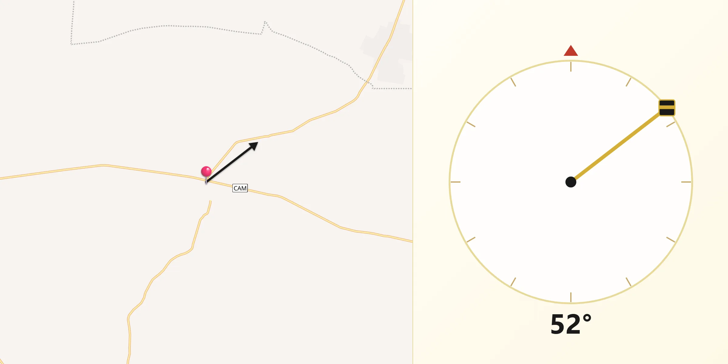 Dirección de la Qibla desde Nunkiní