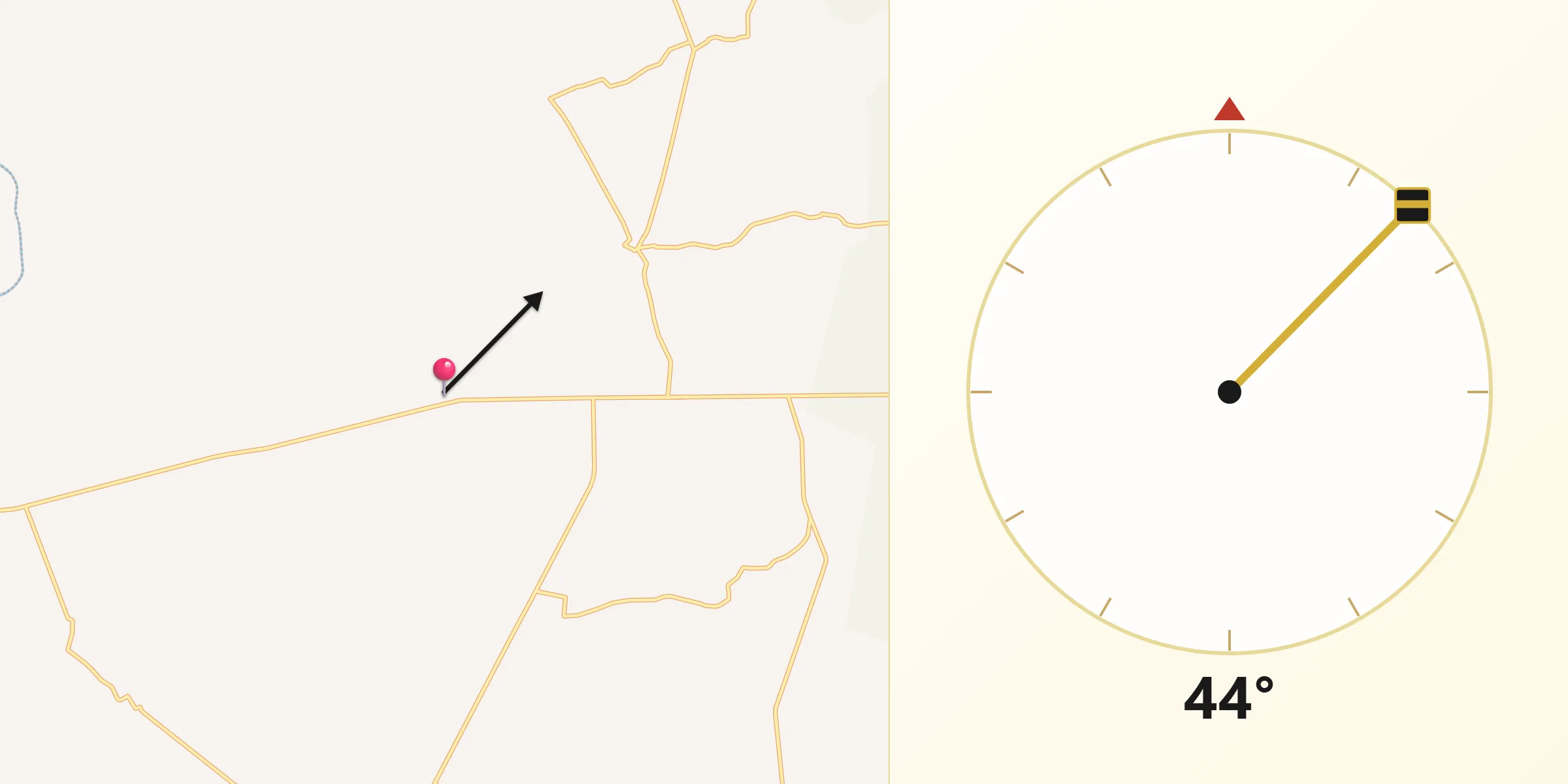 Dirección de la Qibla desde Cerro Colorado