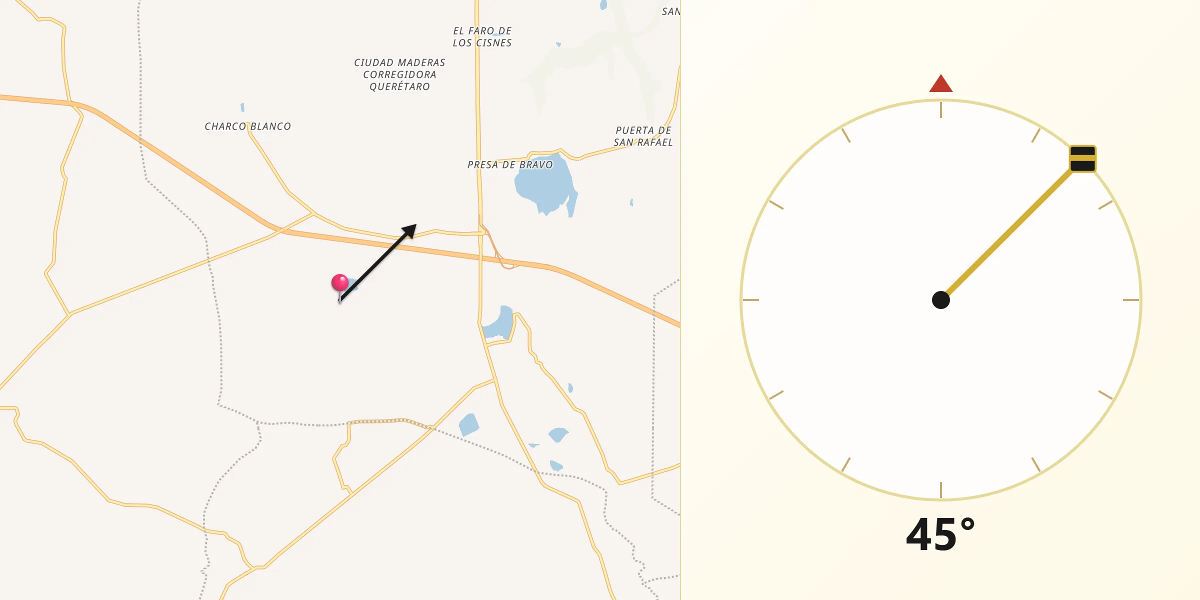 Dirección de la Qibla desde El Jaral