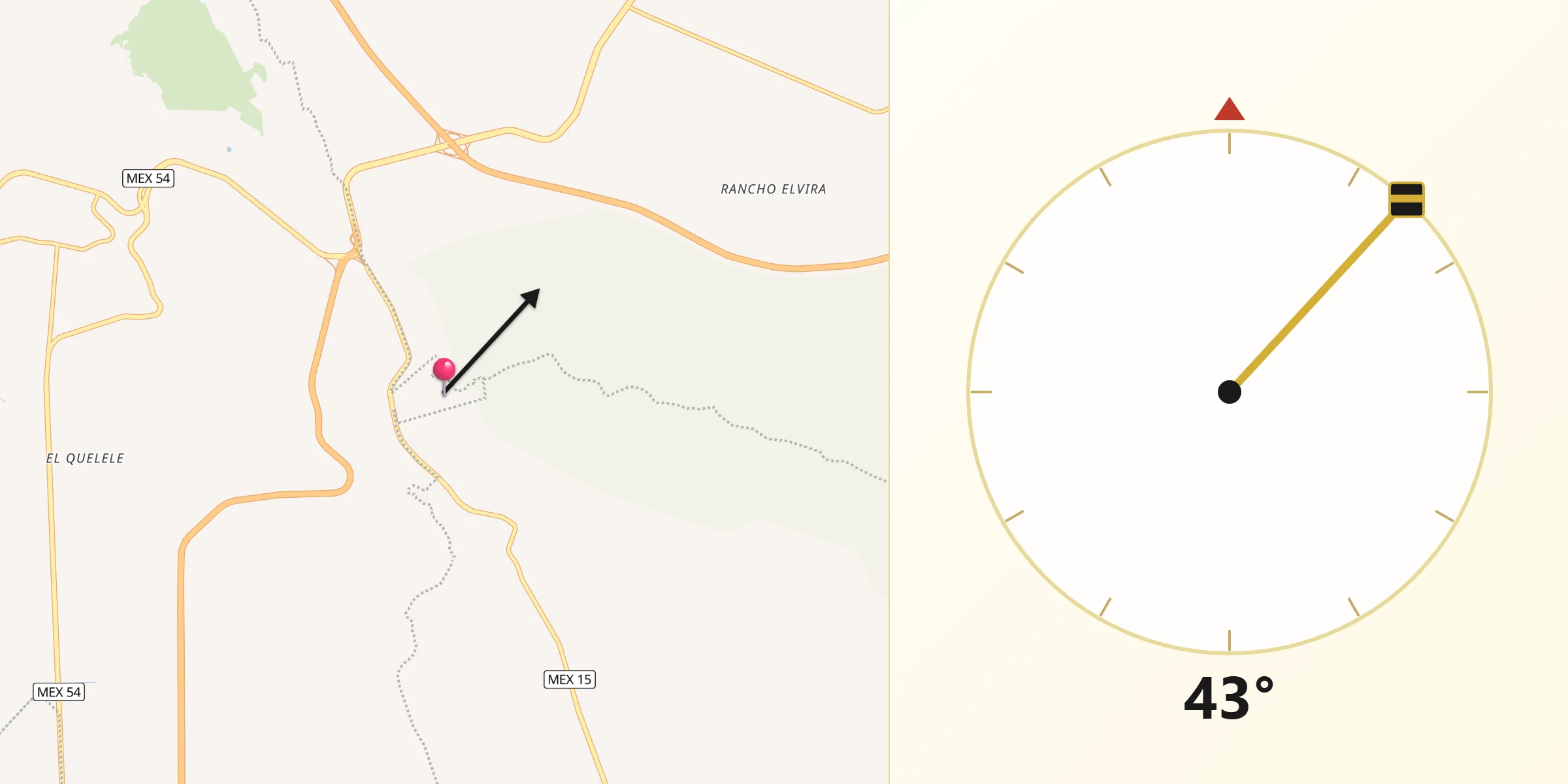 Dirección de la Qibla desde Villa de los Niños