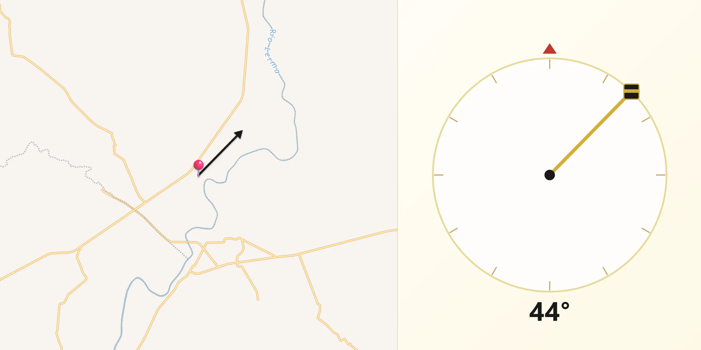 Dirección de la Qibla desde Labor de Peralta
