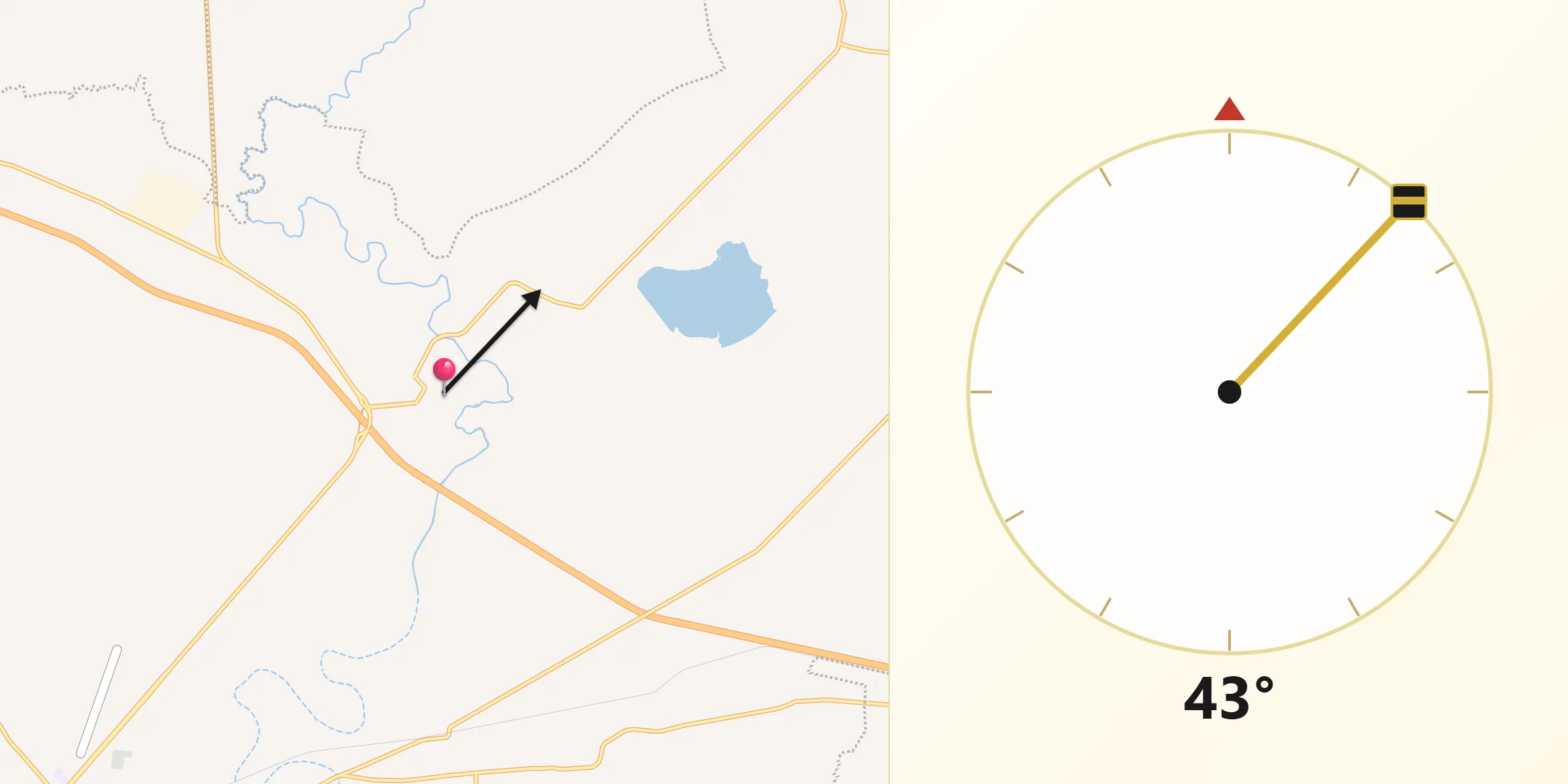 Dirección de la Qibla desde Zula
