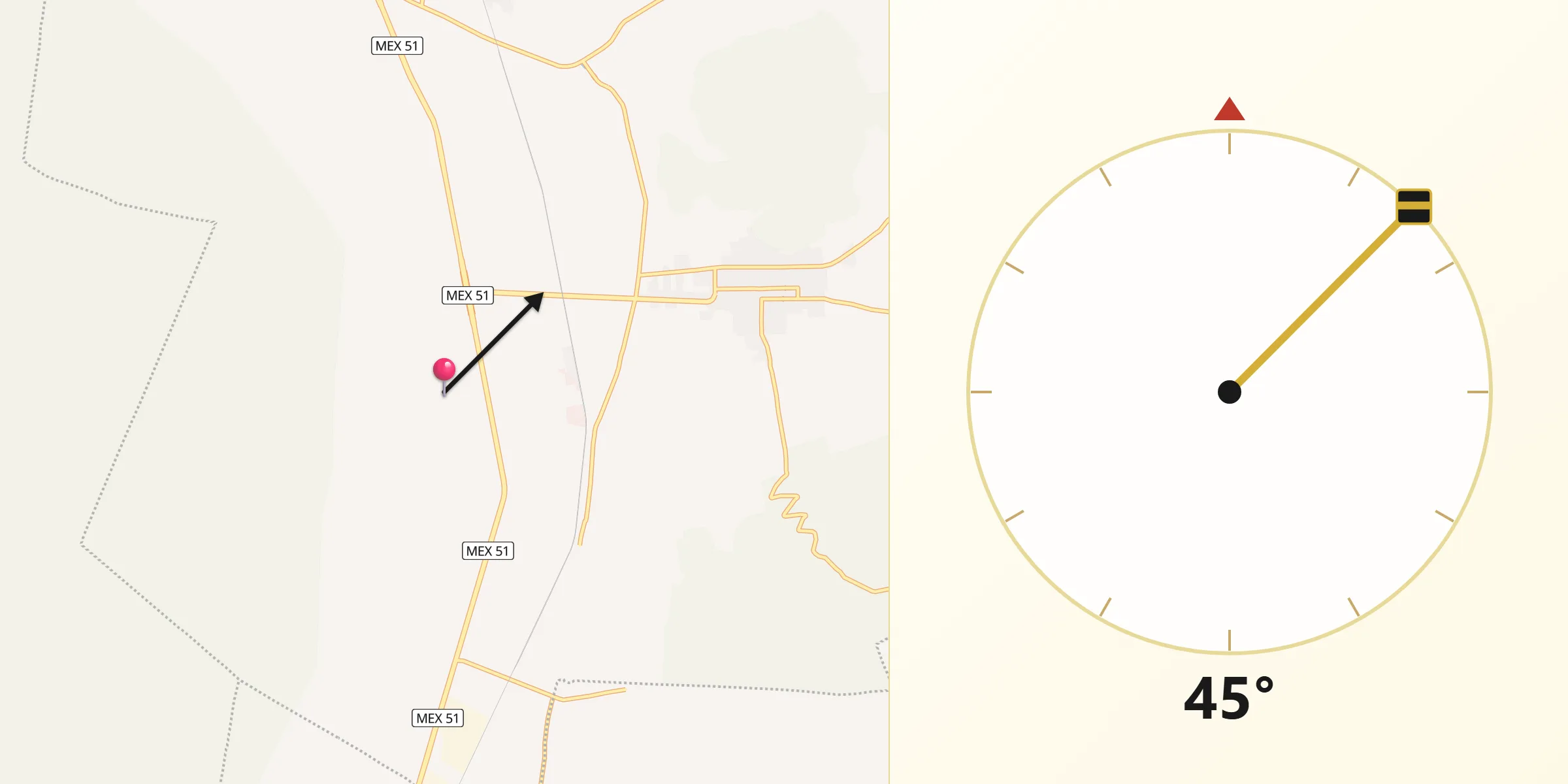 Dirección de la Qibla desde El Sauz (El Sauz de Villaseñor)