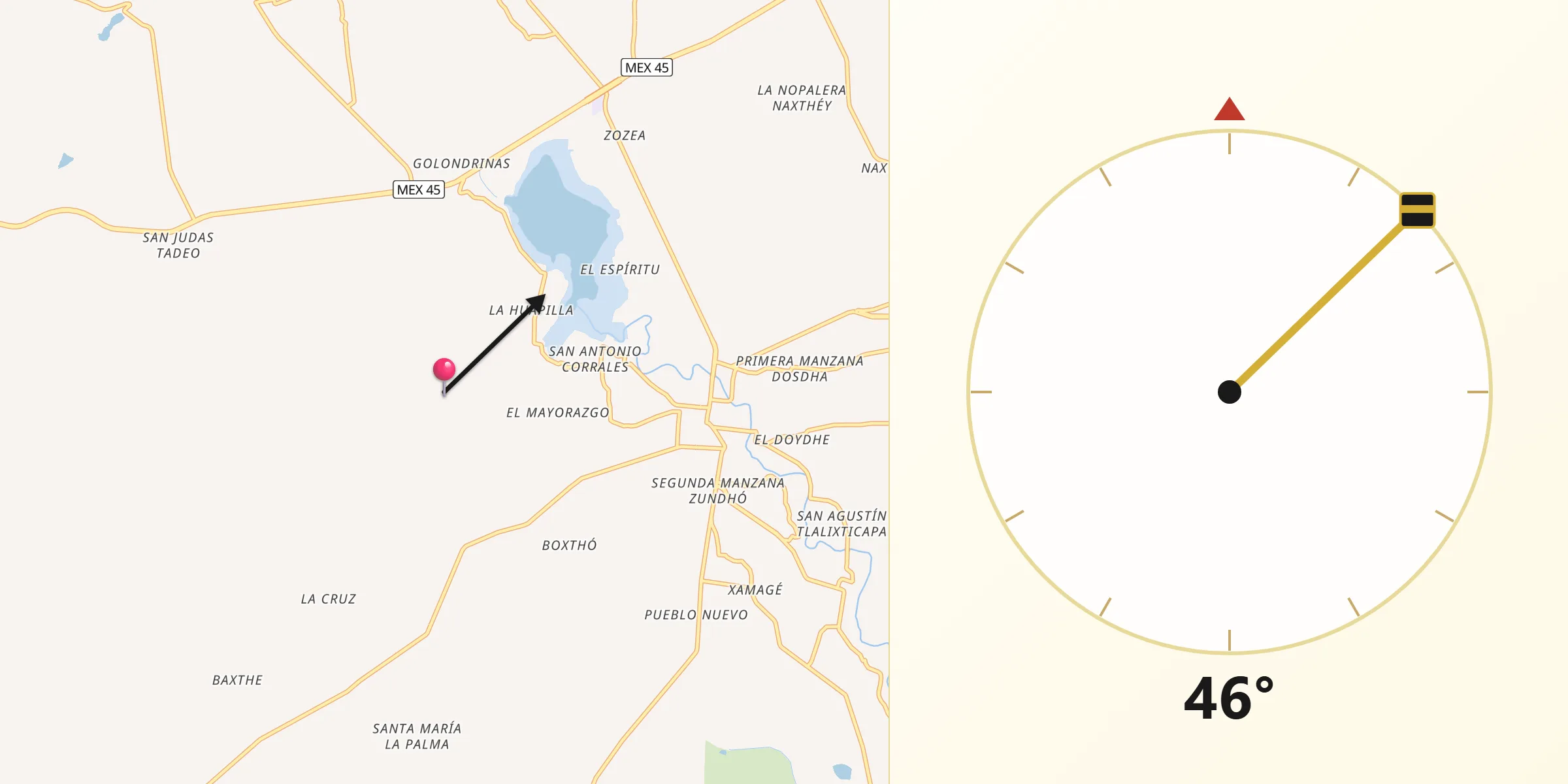 Dirección de la Qibla desde Alfajayucan