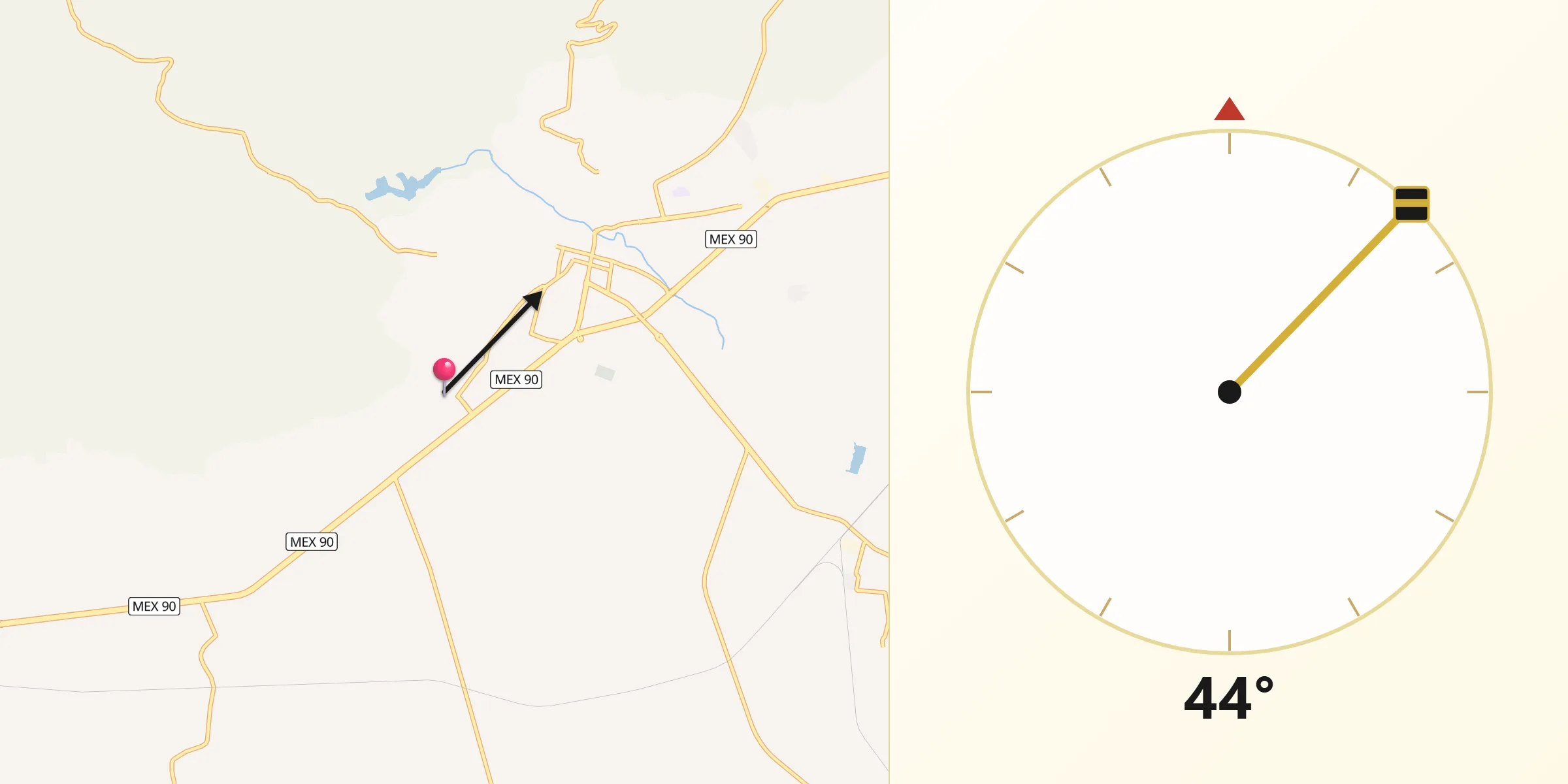 Dirección de la Qibla desde Churipitzeo