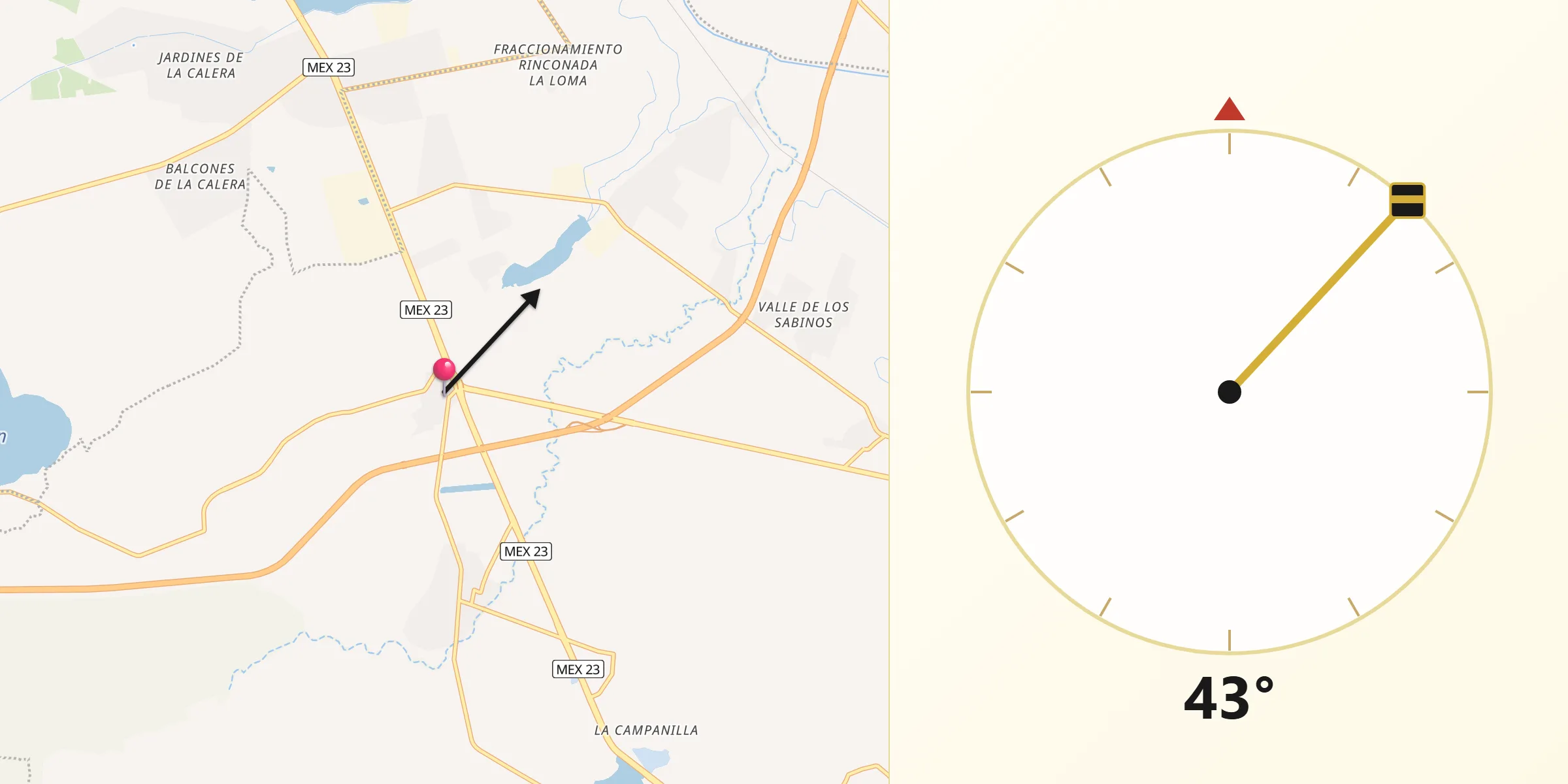 Dirección de la Qibla desde Santa Rosa