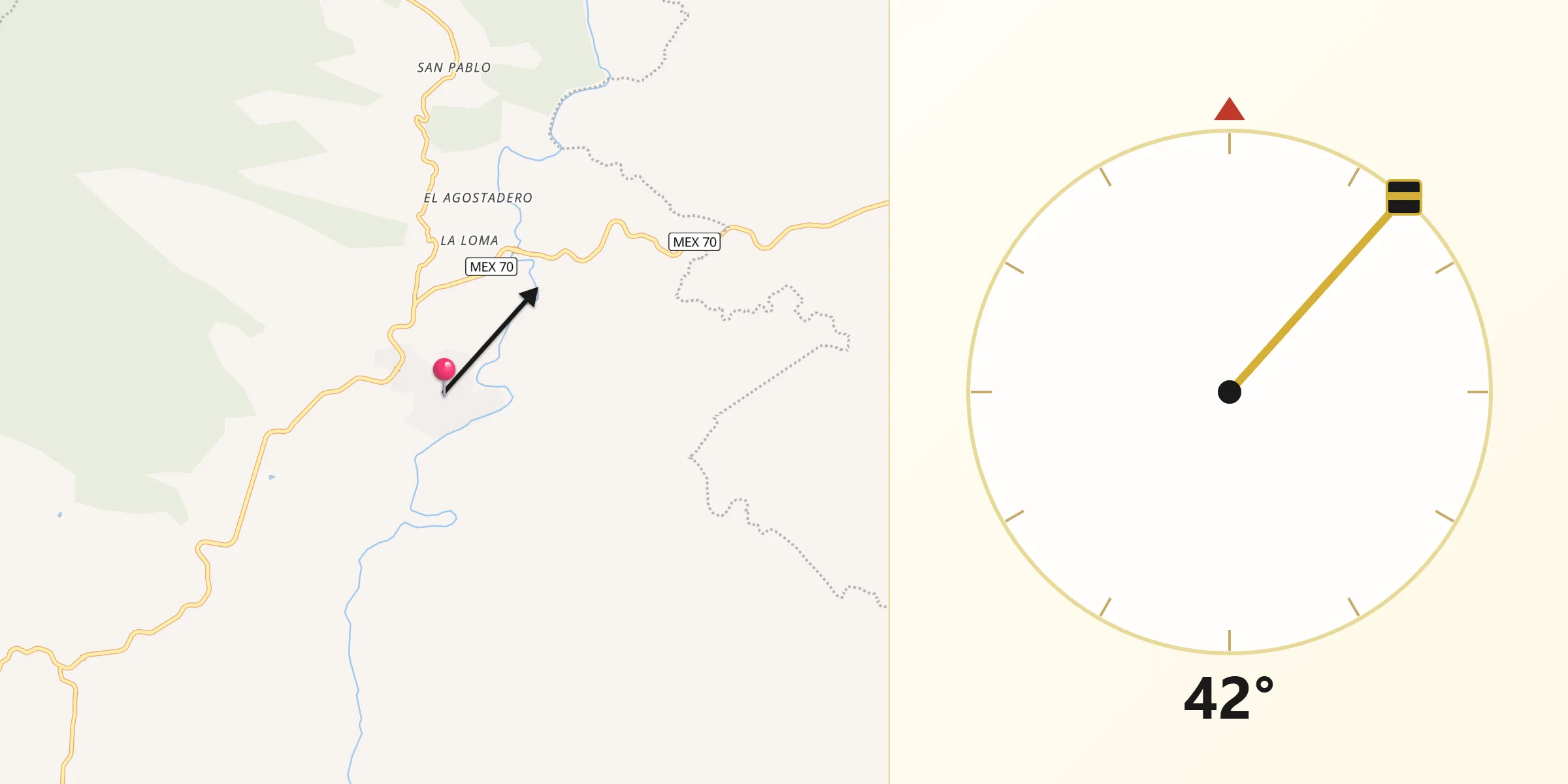 Dirección de la Qibla desde Atenguillo