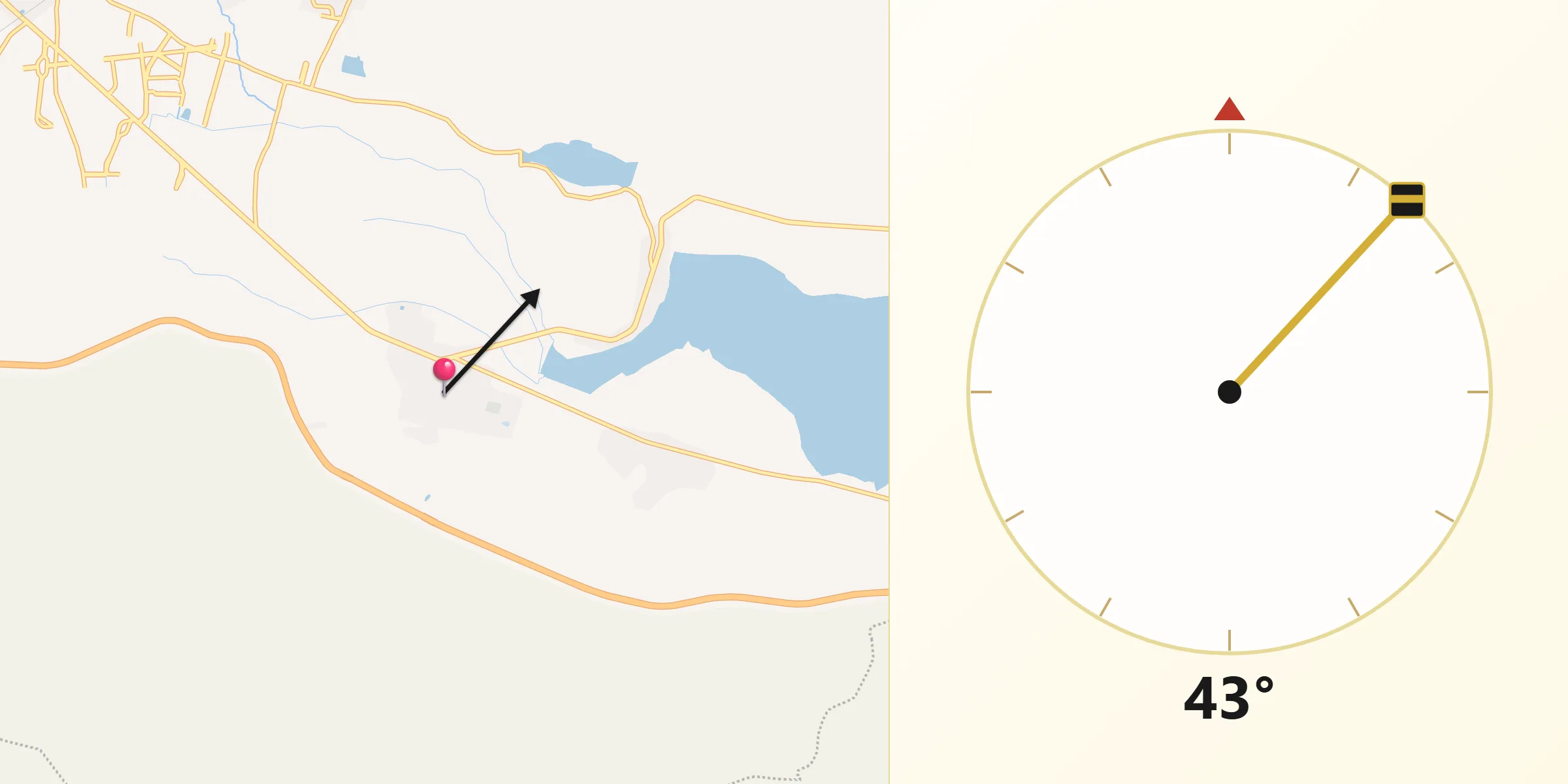 Dirección de la Qibla desde San Miguel Cuyutlán