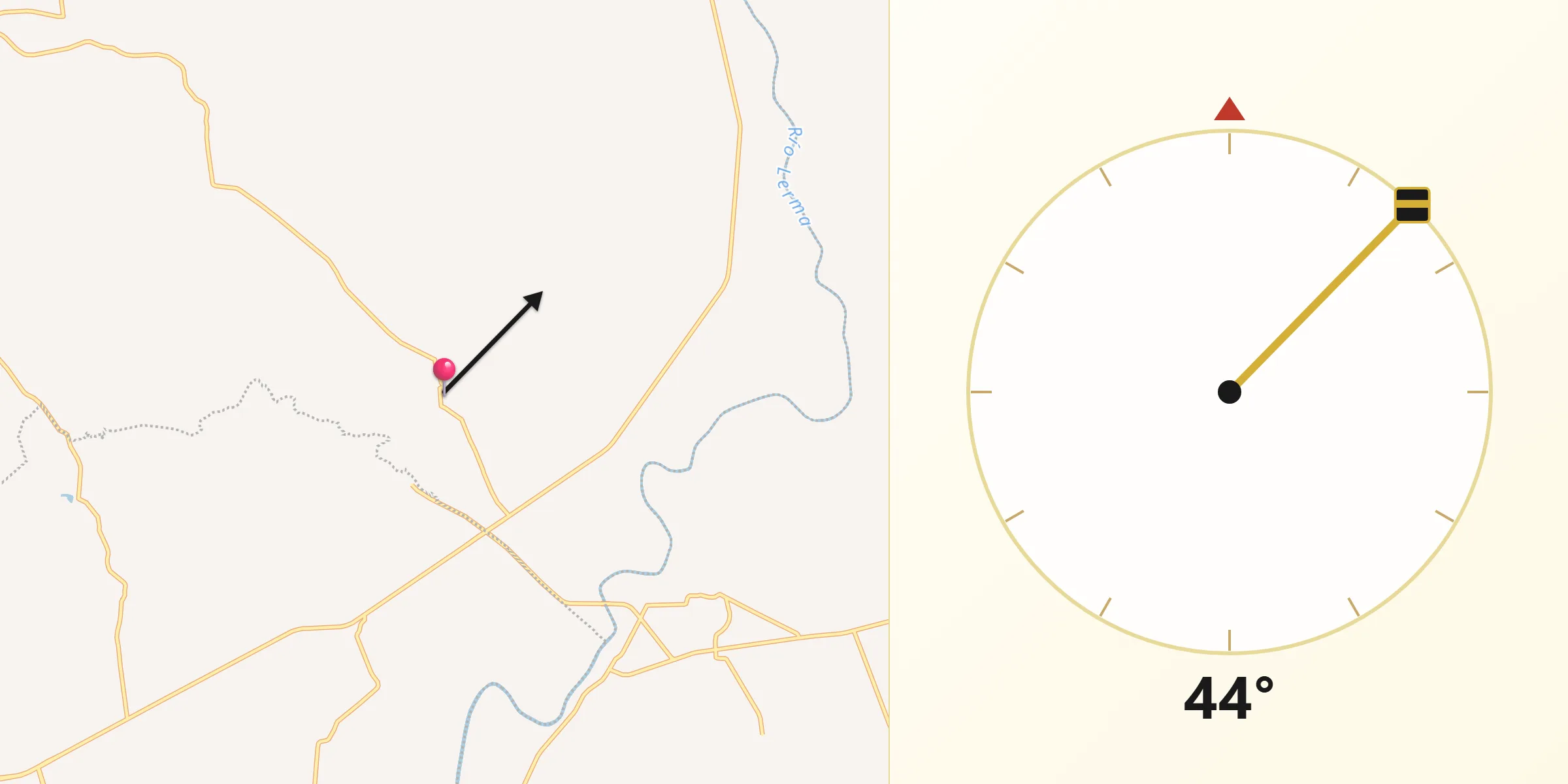 Dirección de la Qibla desde Boquillas