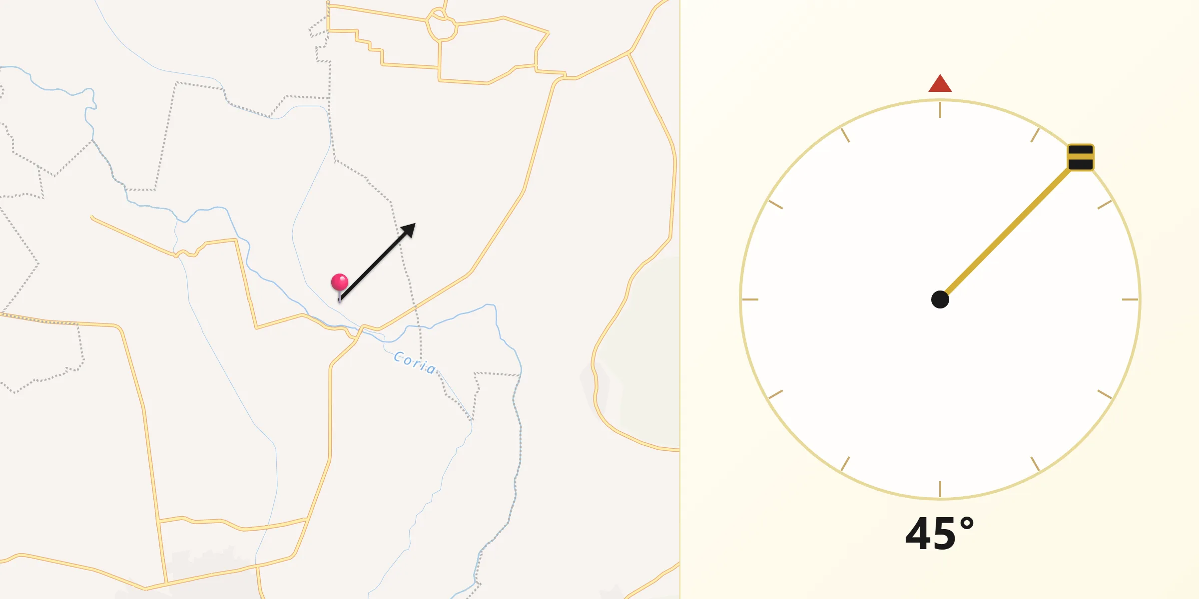 Dirección de la Qibla desde San José del Cerrito de Camargo