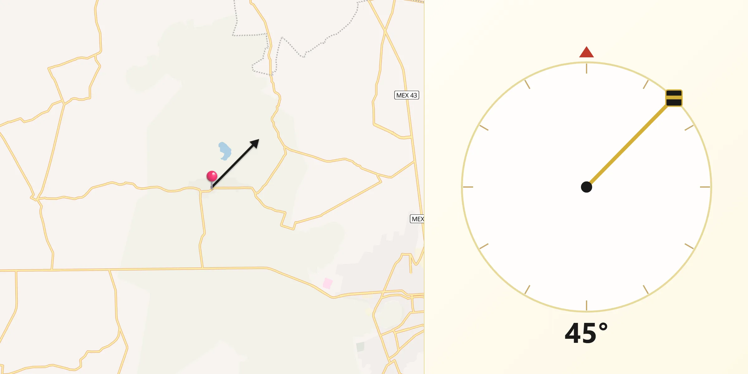 Dirección de la Qibla desde Rincón de Parangueo