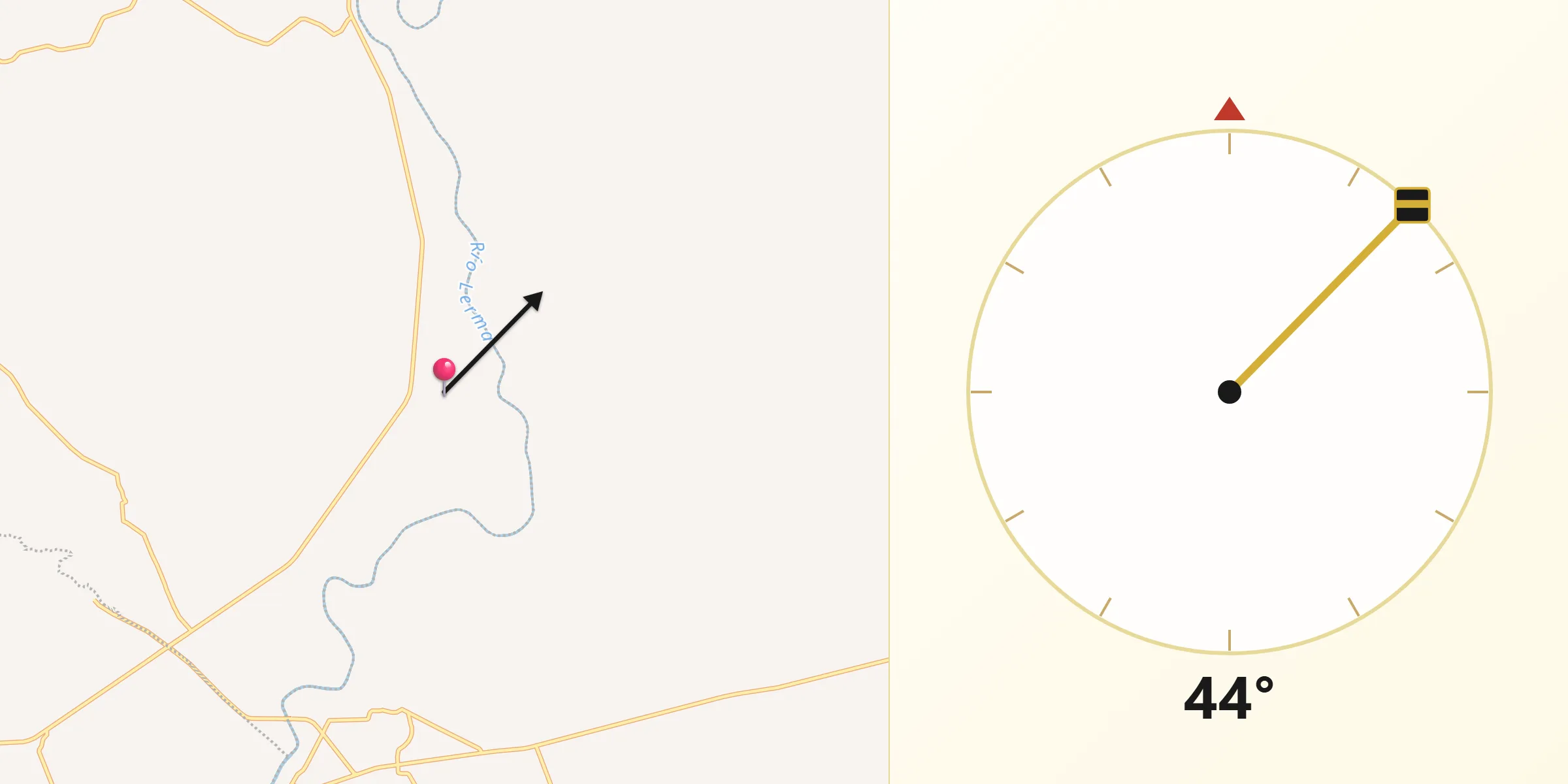 Dirección de la Qibla desde Piedras Negras
