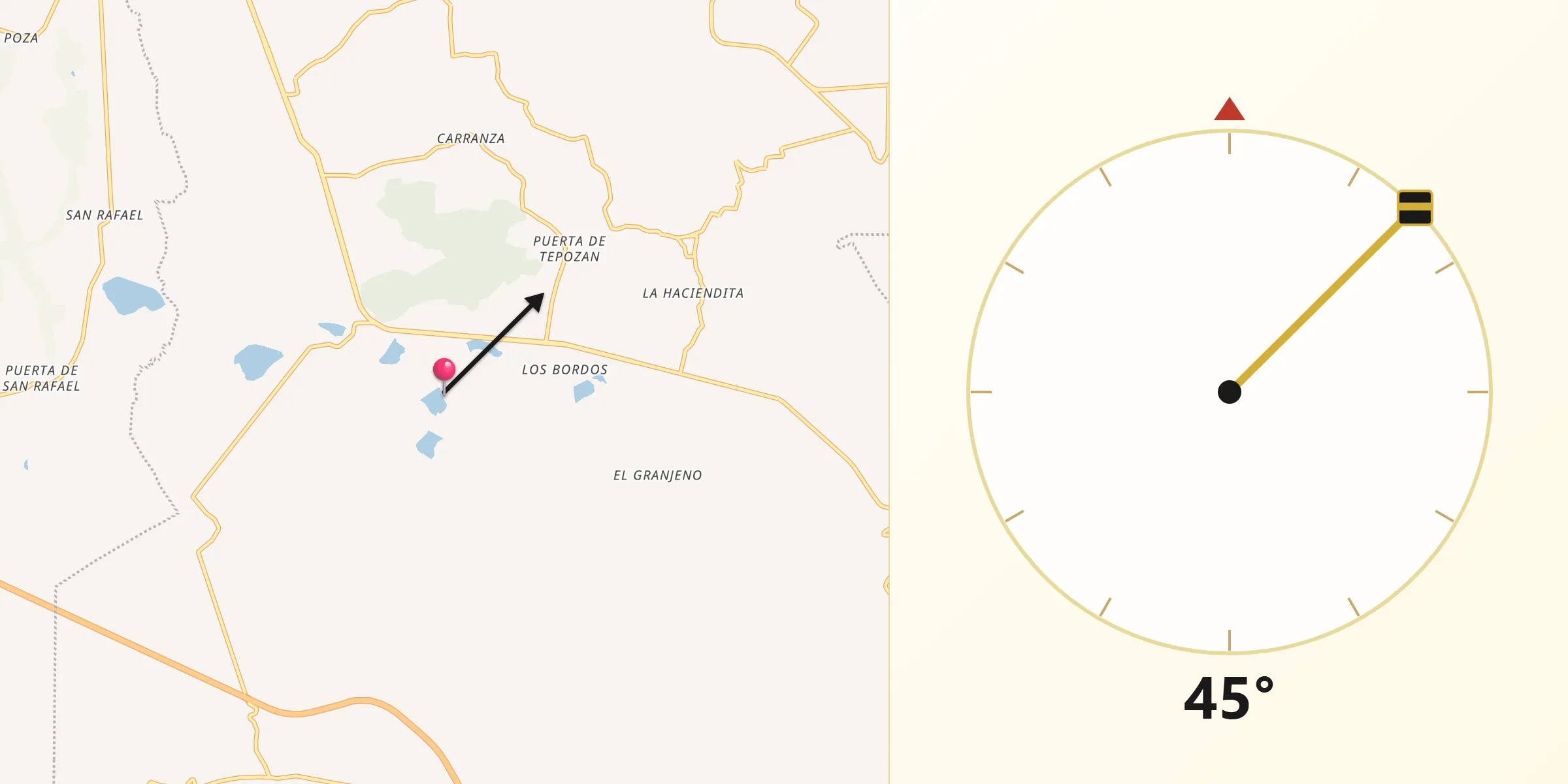 Dirección de la Qibla desde El Vegil