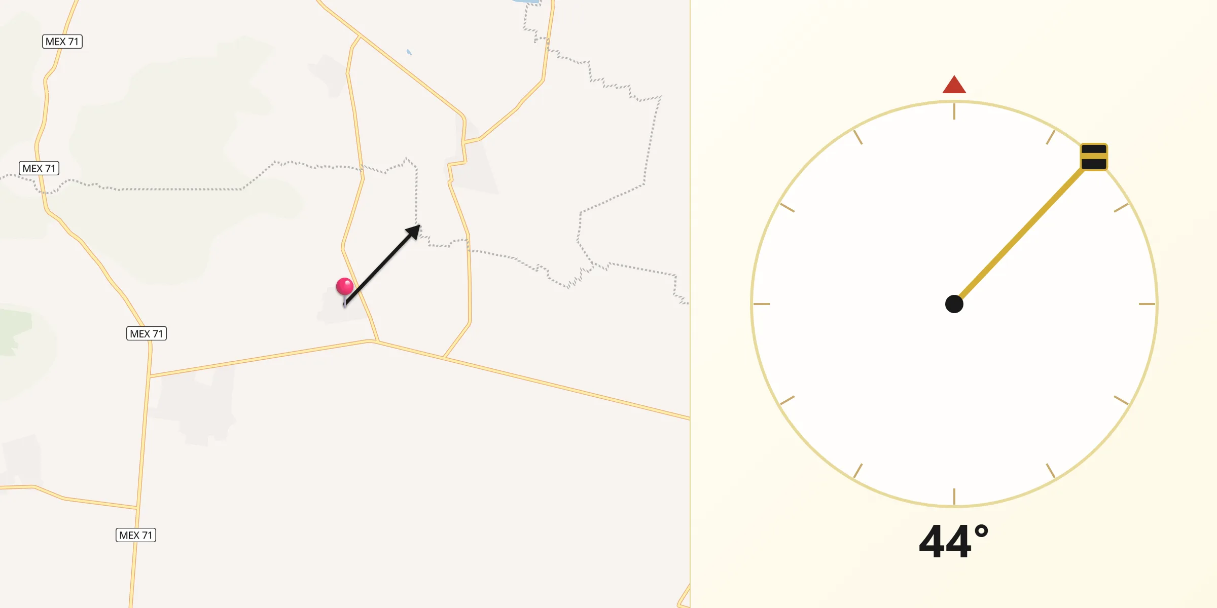 Dirección de la Qibla desde El Tarengo Nuevo