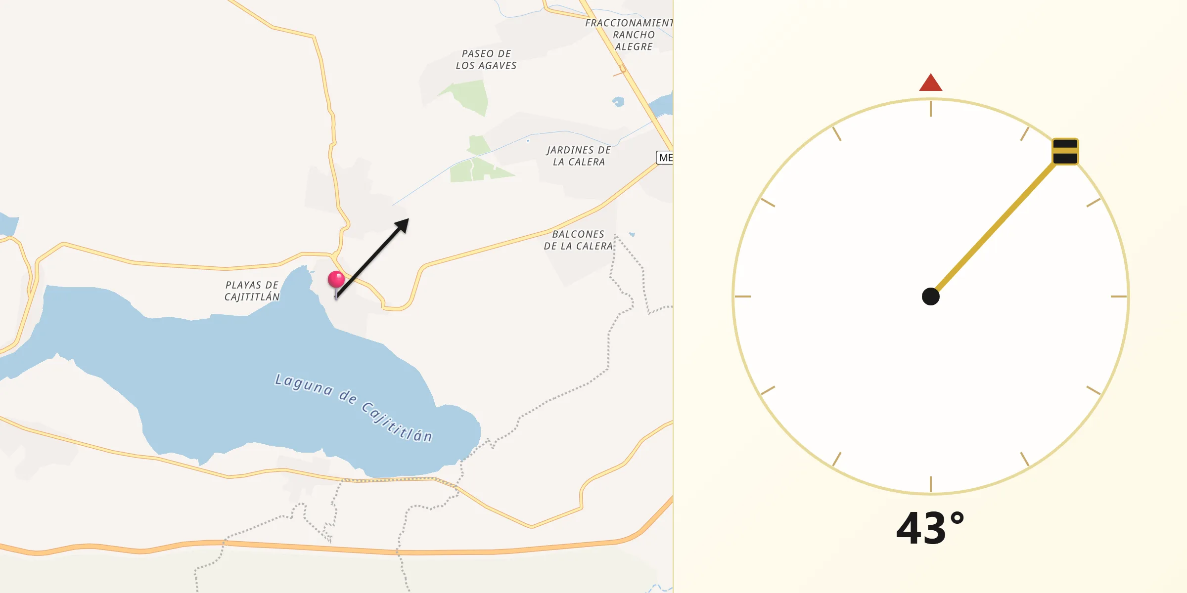 Dirección de la Qibla desde Cajititlán