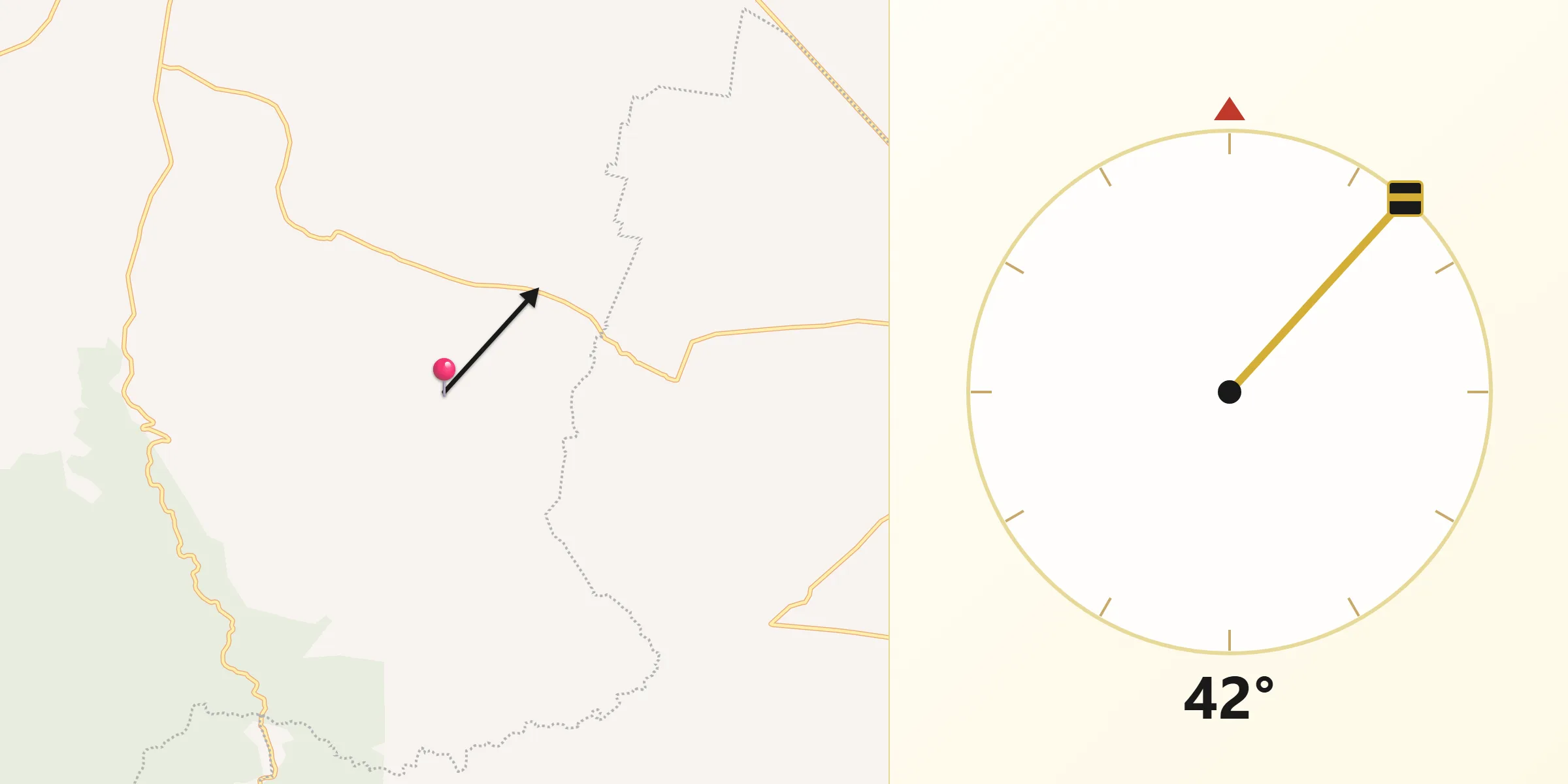 Dirección de la Qibla desde Altavista de Ramos