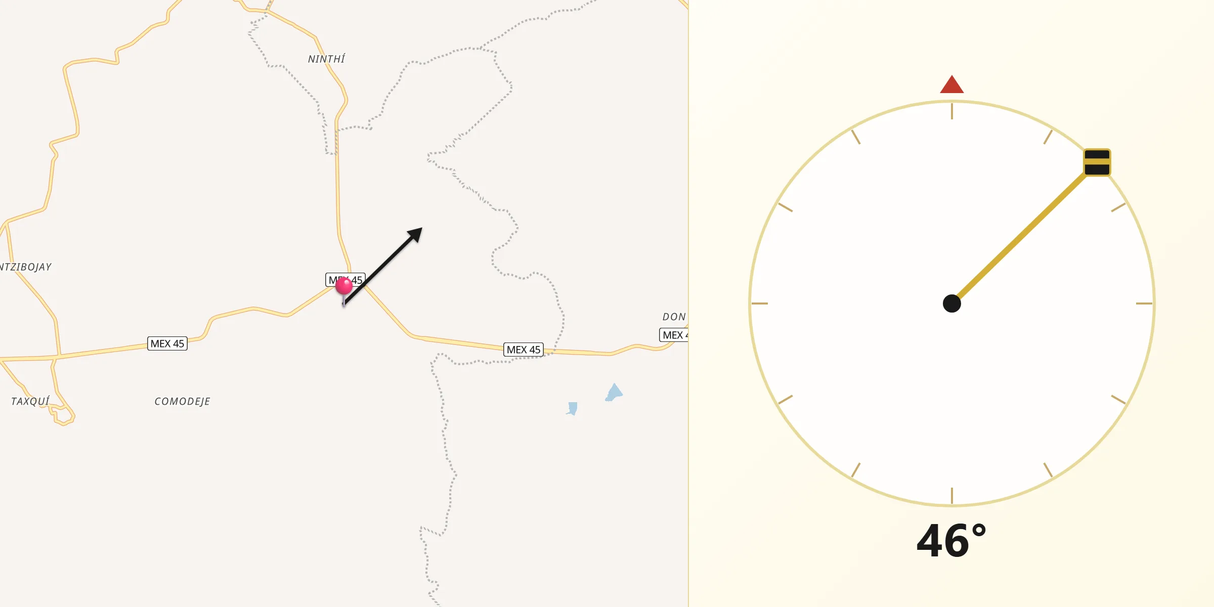 Dirección de la Qibla desde Jonacapa