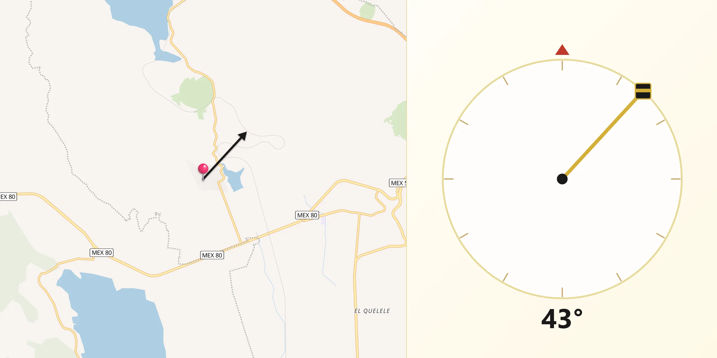 Dirección de la Qibla desde Bellavista